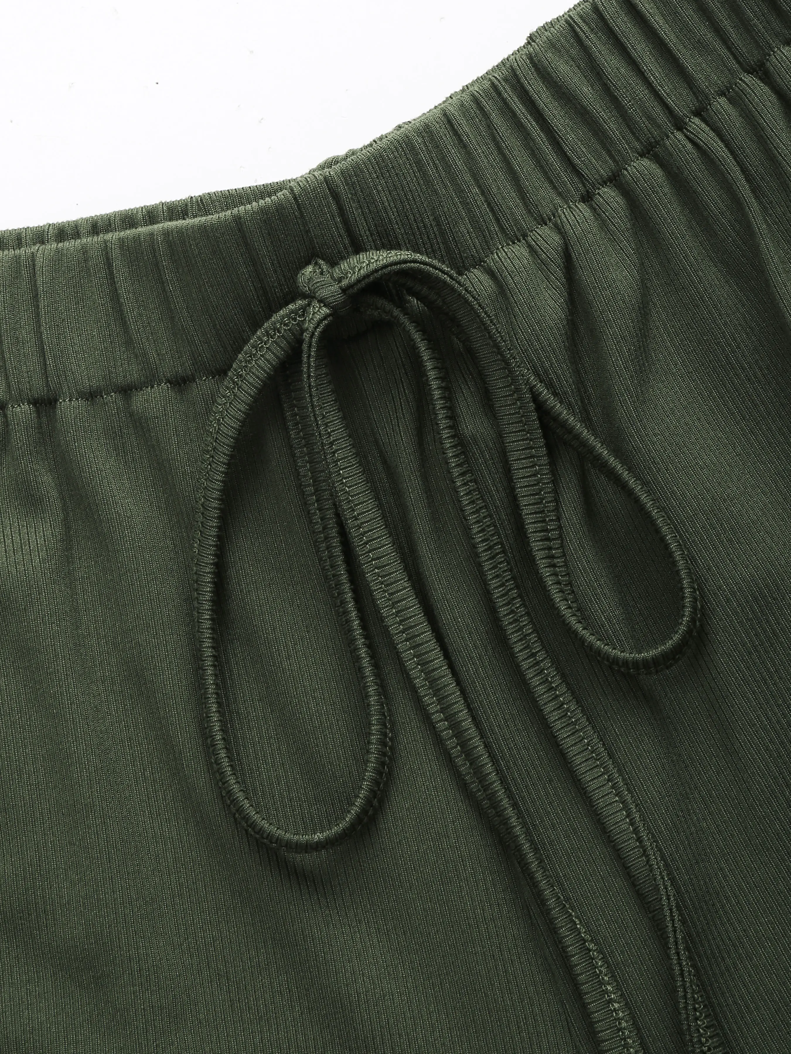 V-neck Solid Ruched Crop Top & Pants Matching Set