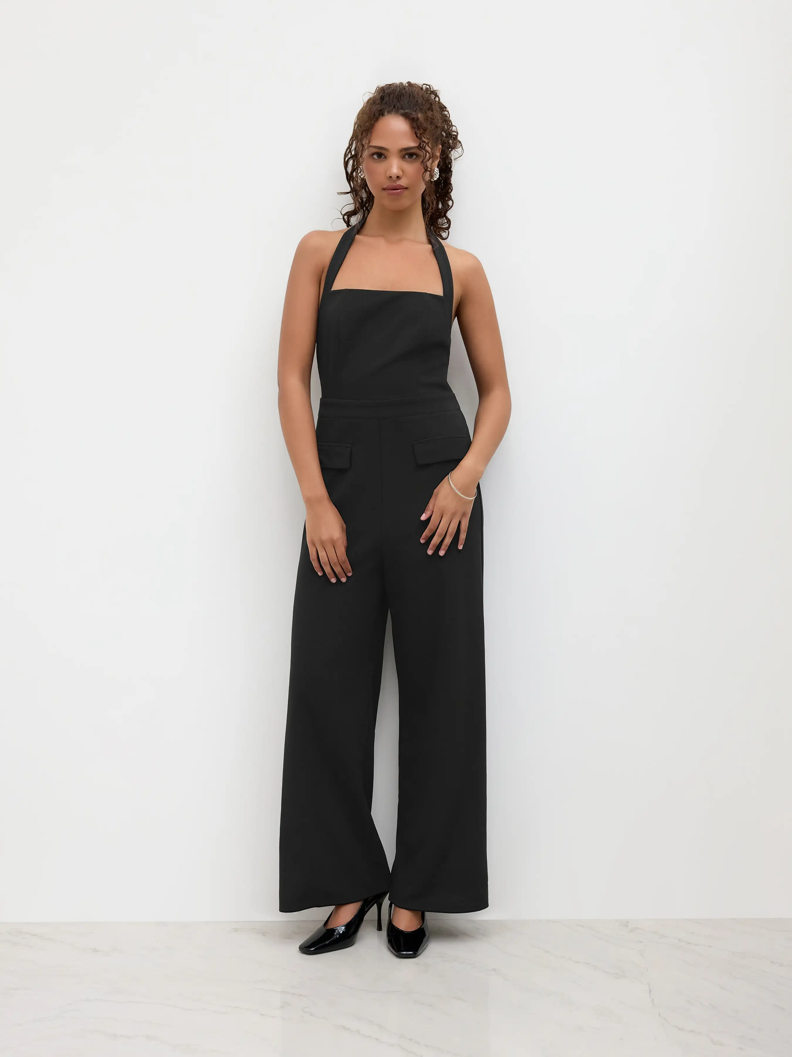 Halter Neckline Wide Leg Jumpsuit
