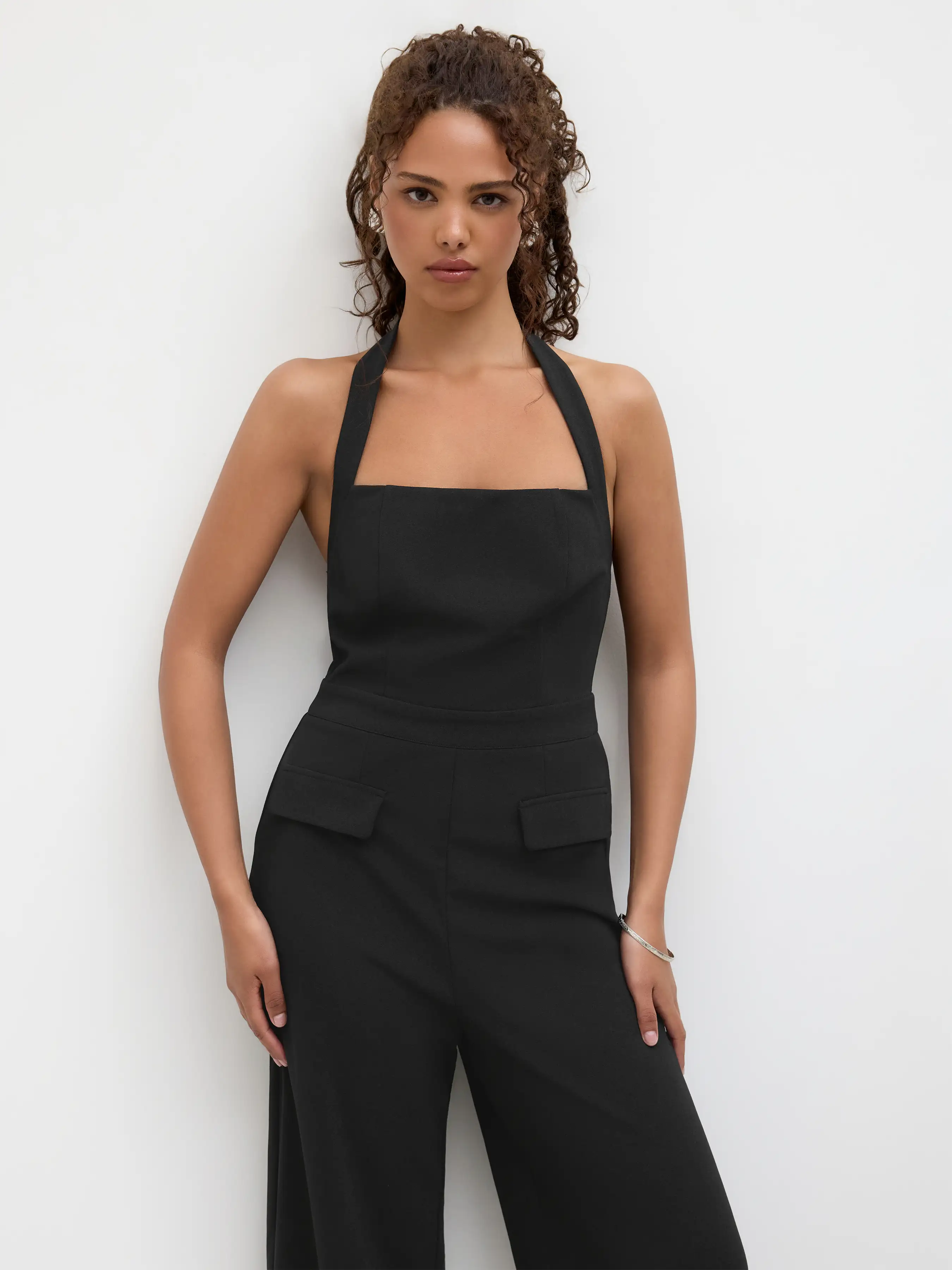 Halter Neckline Wide Leg Jumpsuit