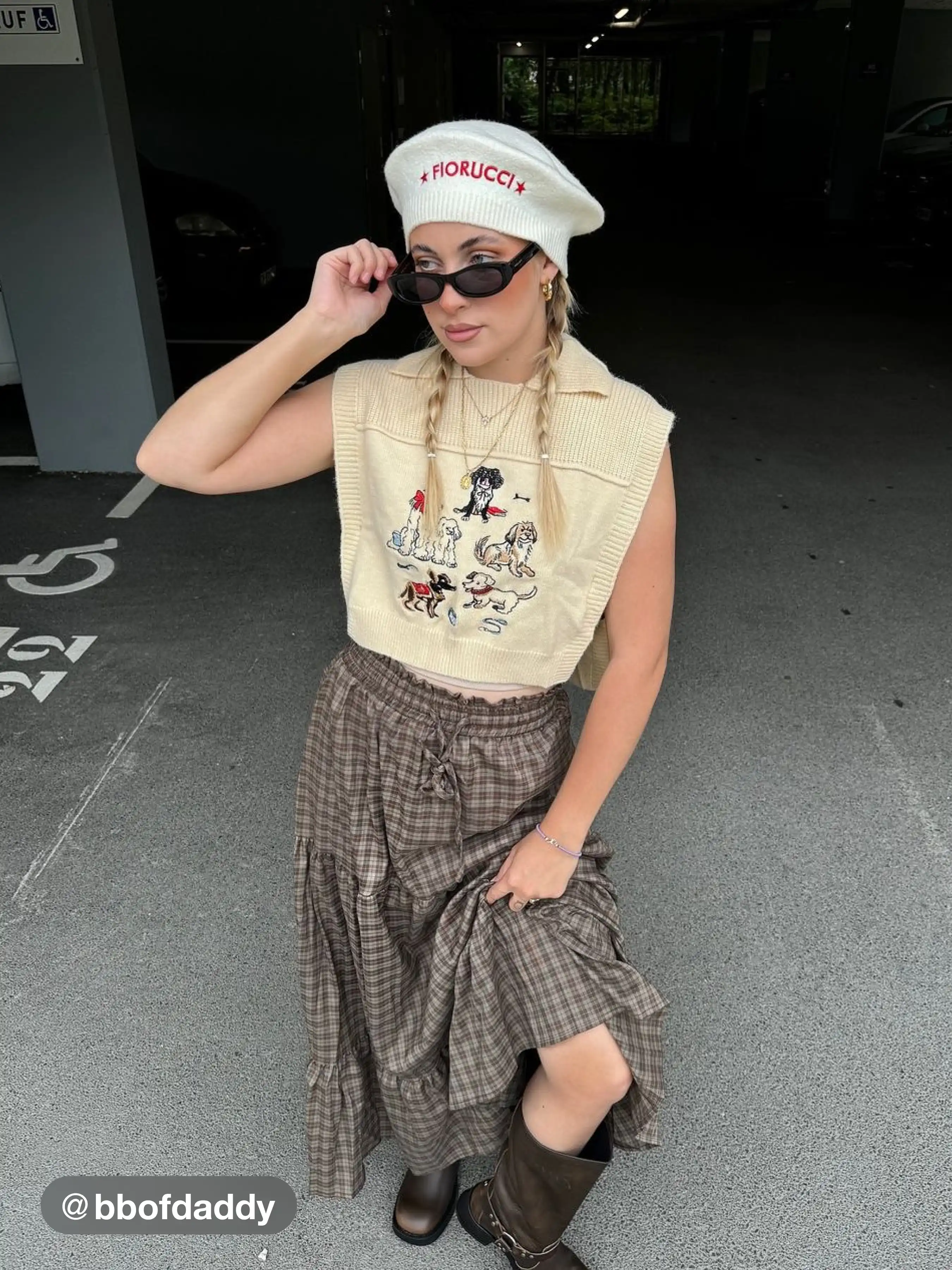 Elastic Waist Check Knotted Tiered Maxi Skirt