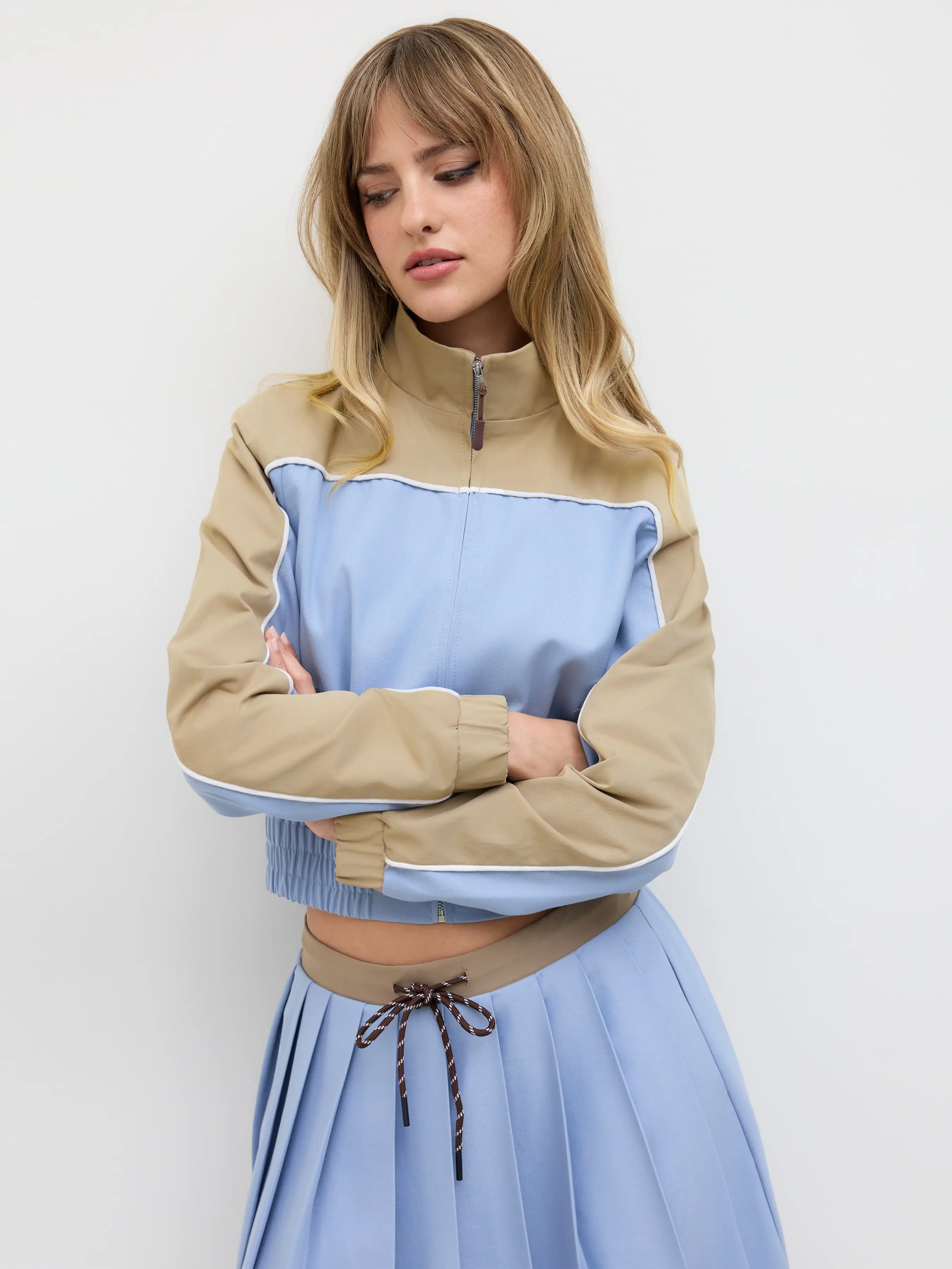Oversized Zip Through Two Tone Jacket