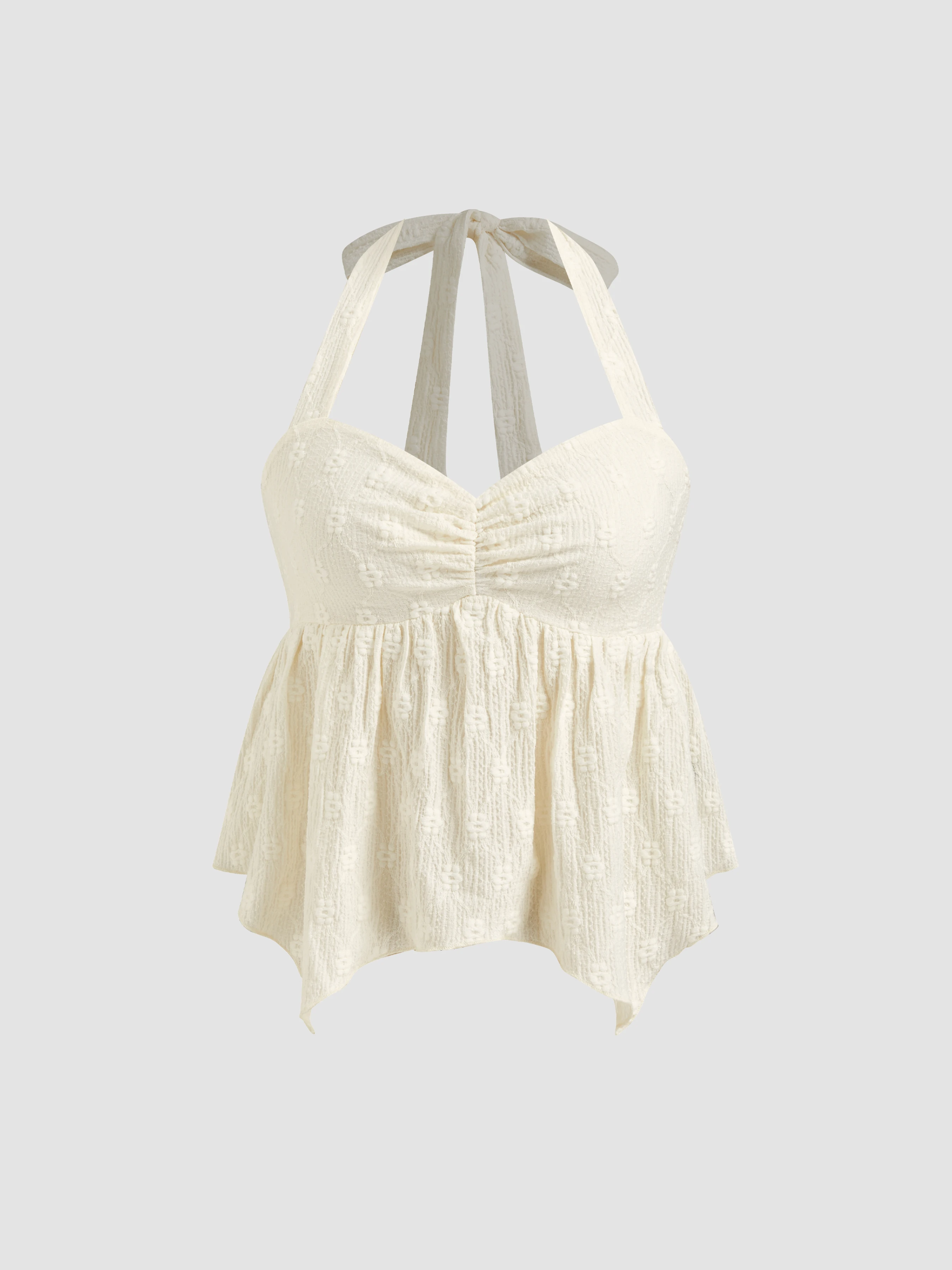 Halter Neckline Asymmetrical Hem Cami Top