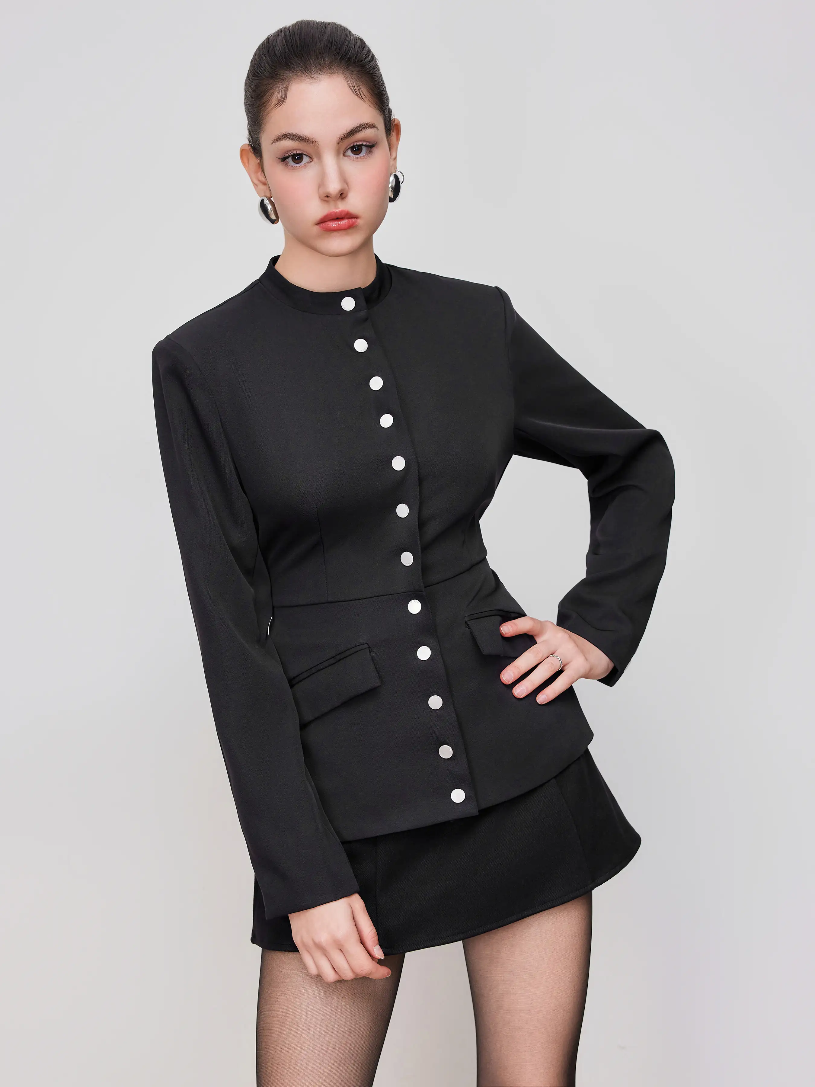 11180-stand-collar-bowknot-button-up-jacket-1.webp