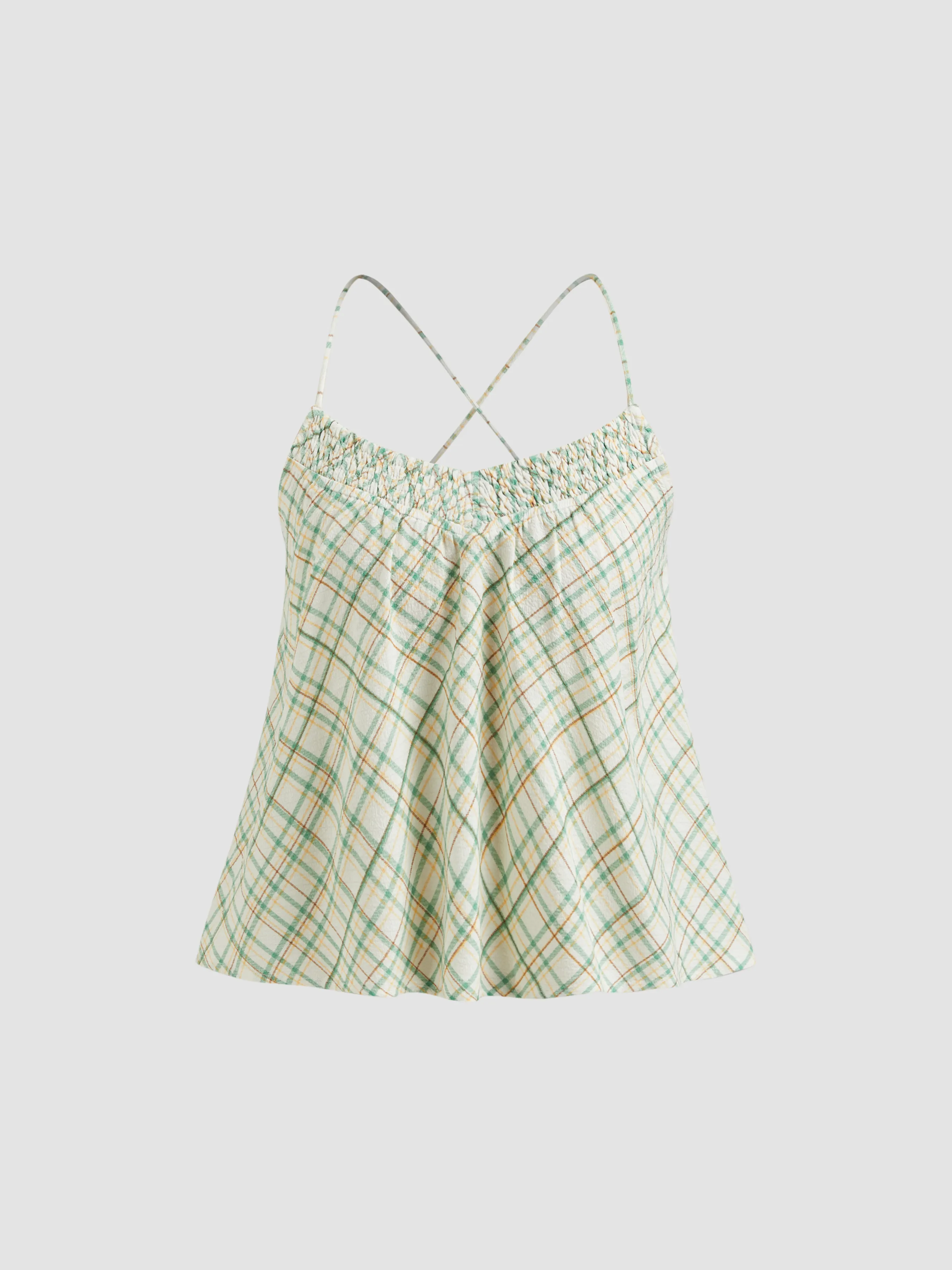 V-neck Tartan Criss Cross Cami Top