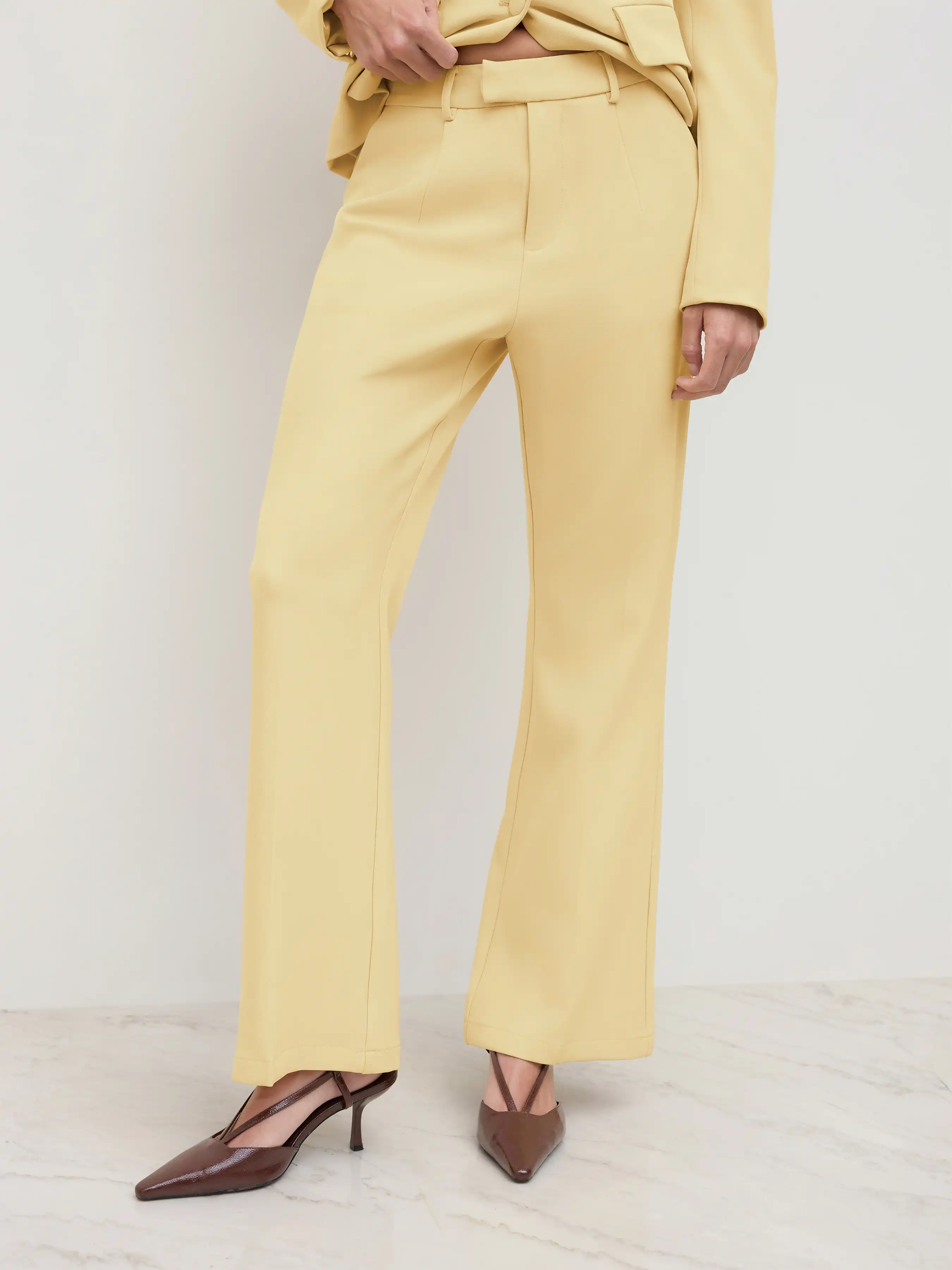 Mid Rise Flared Trousers