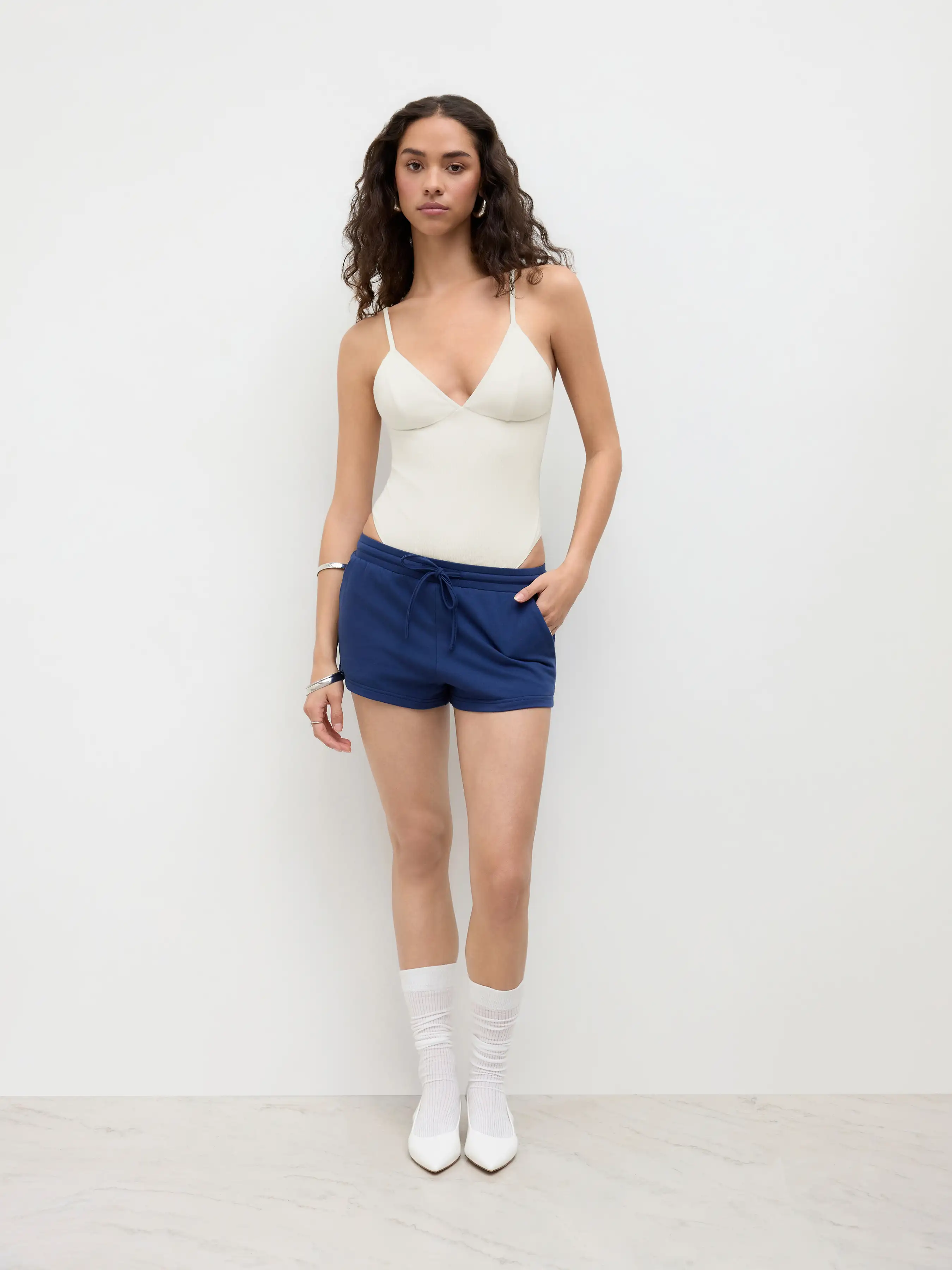 CDR Cotton-blend V-neck Bodysuit