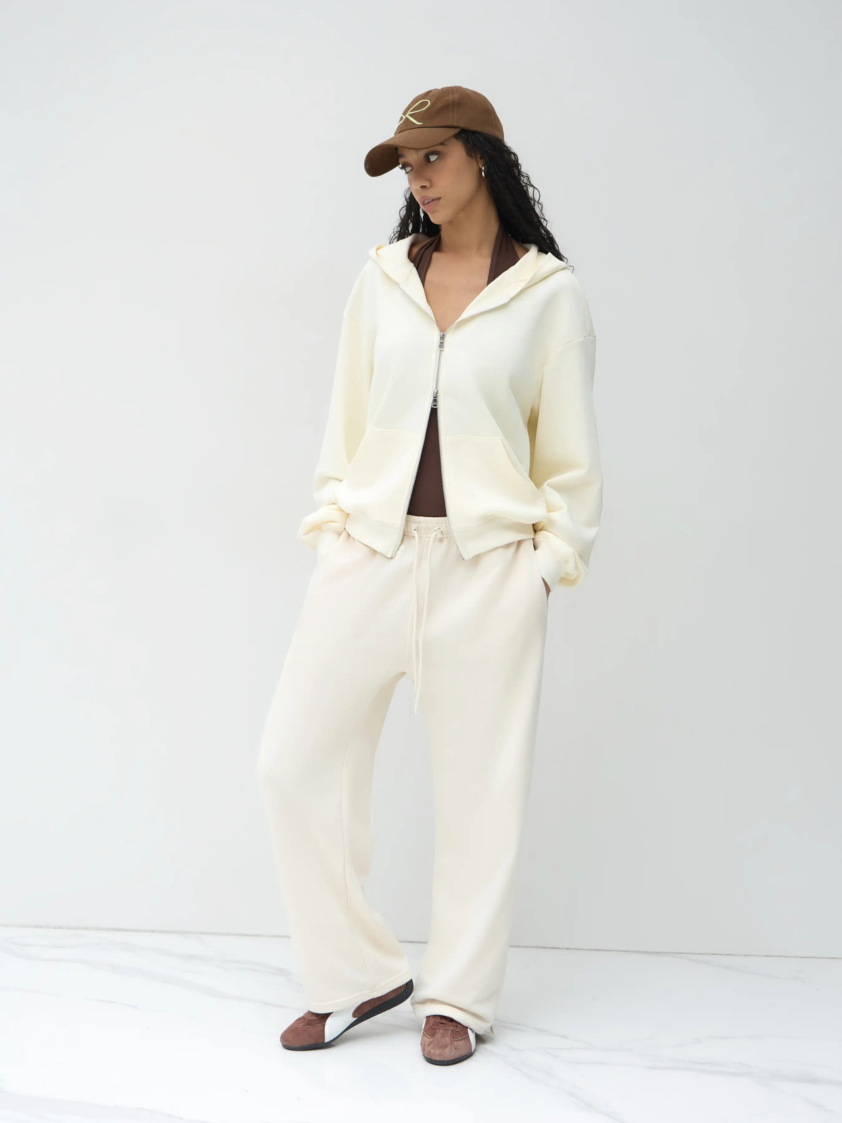 Cotton-blend Zip Through Hoodie