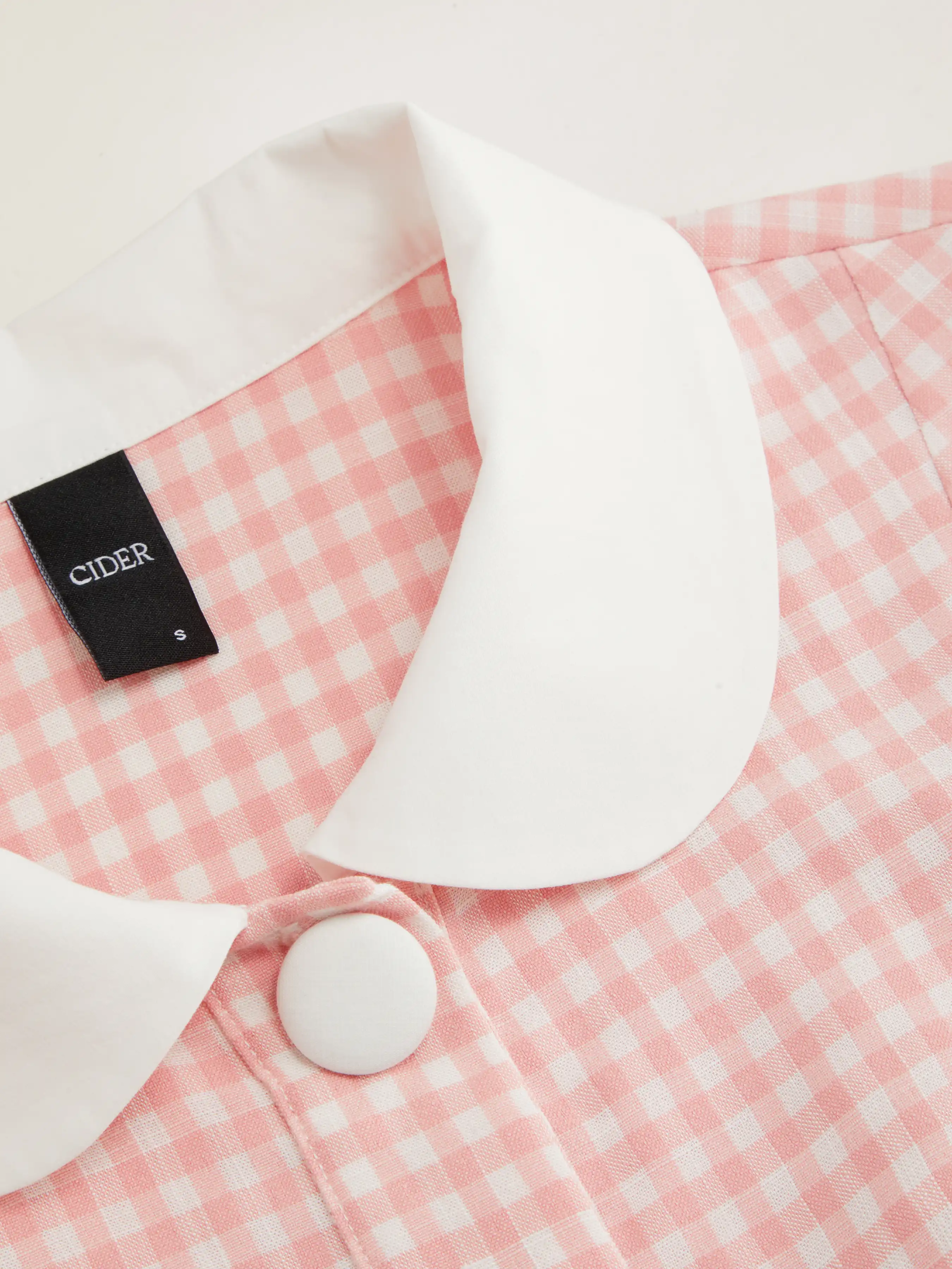 Cotton-blend Peter Pan Collar Gingham Ruffle Puff Sleeve Blouse