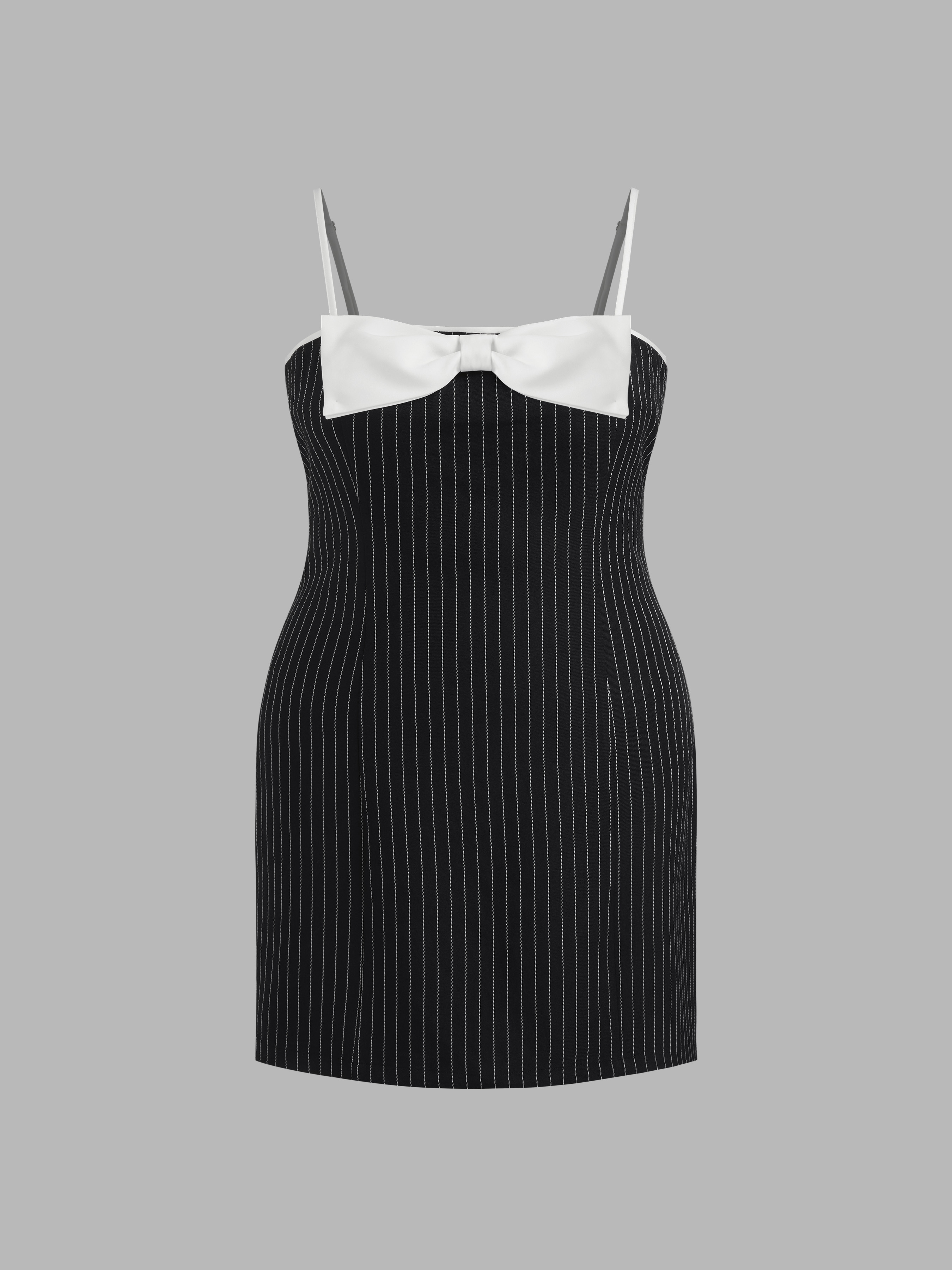 Square Neck Striped Bowknot Mini Dress Curve & Plus