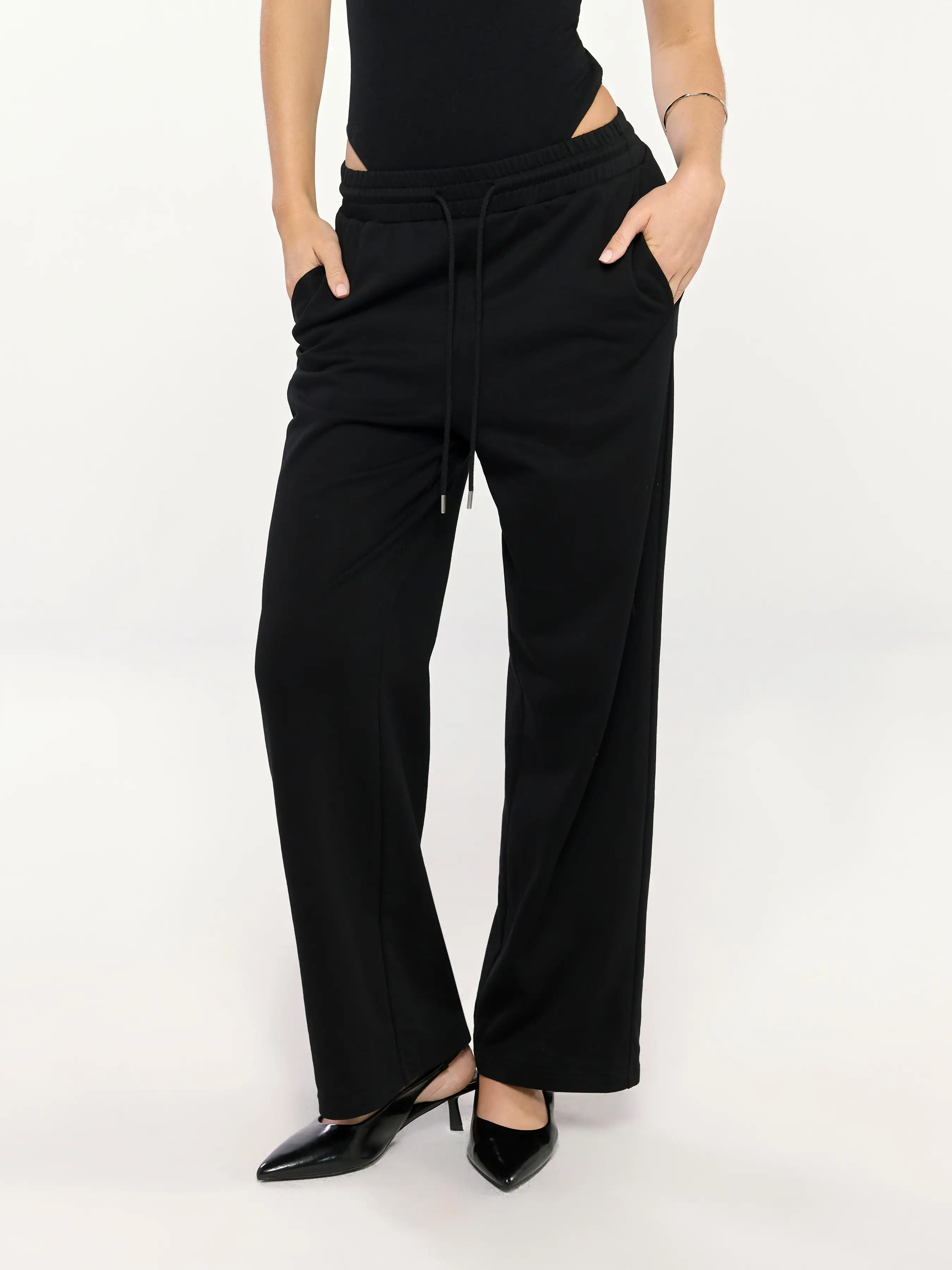 CDR Cotton-blend Mid Rise Drawstring Straight Leg Trousers