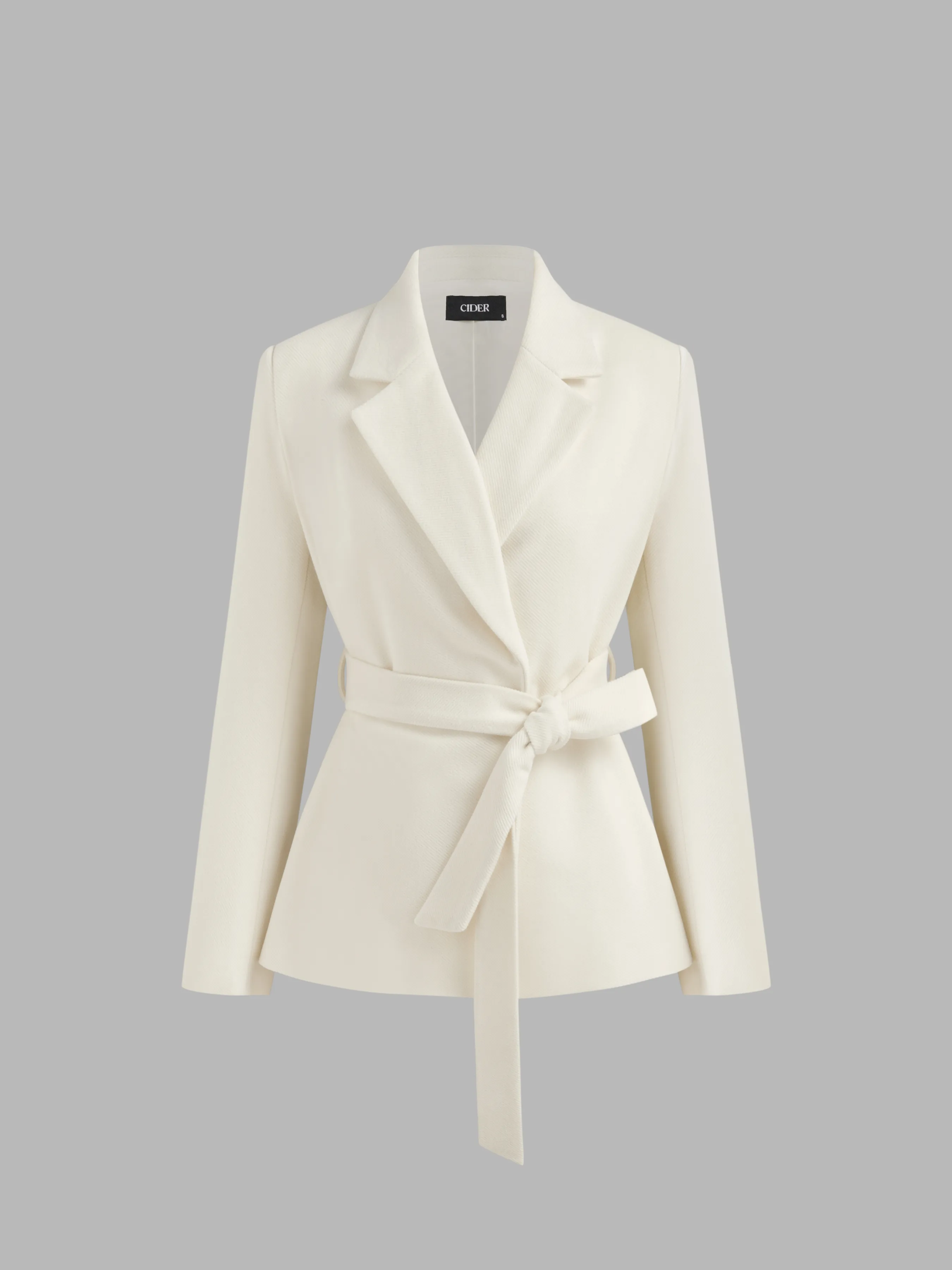 Wool-look Collar Blazer with Belt