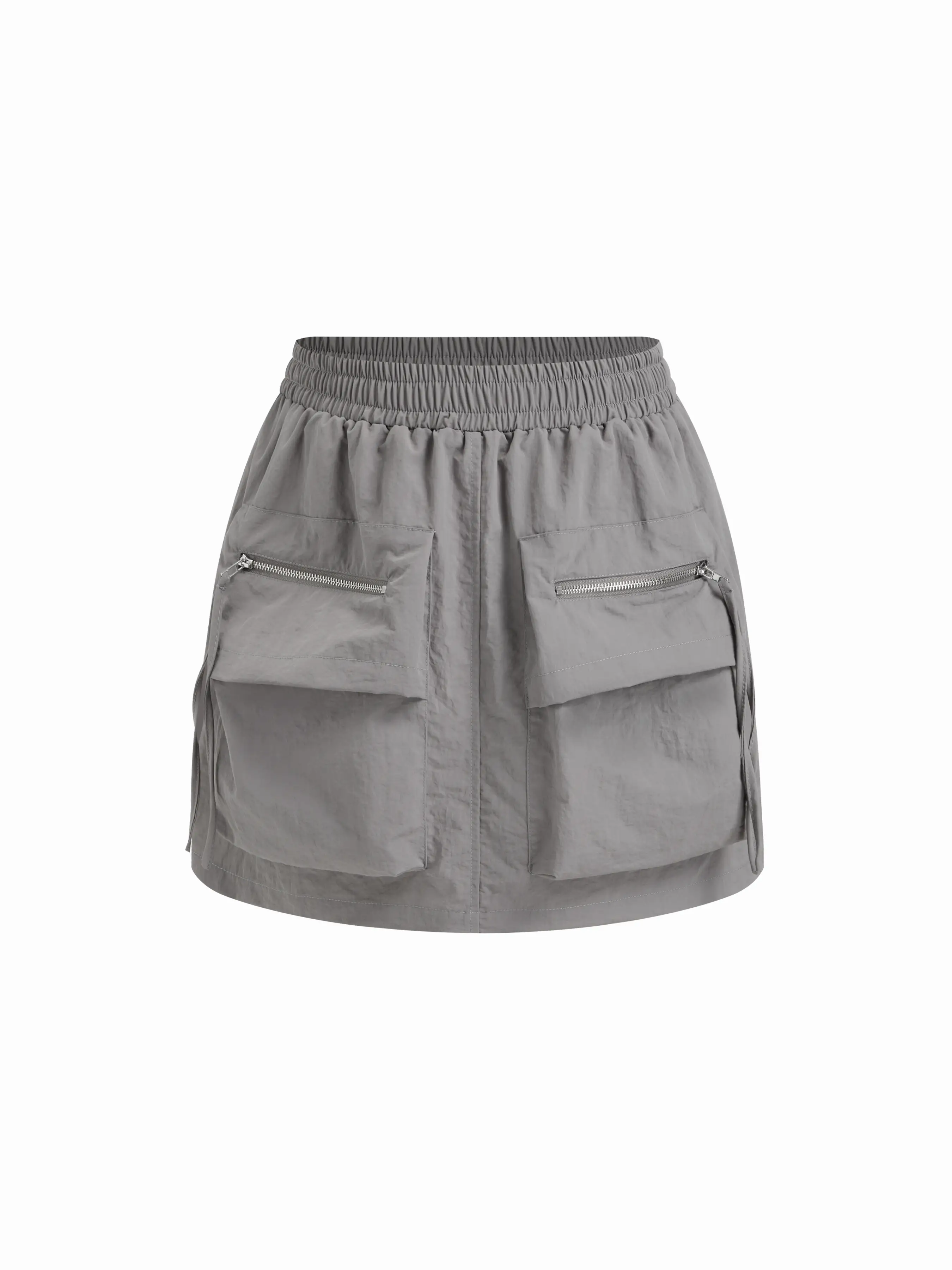 Mid Rise Elastic Waist Cargo Mini Skirt
