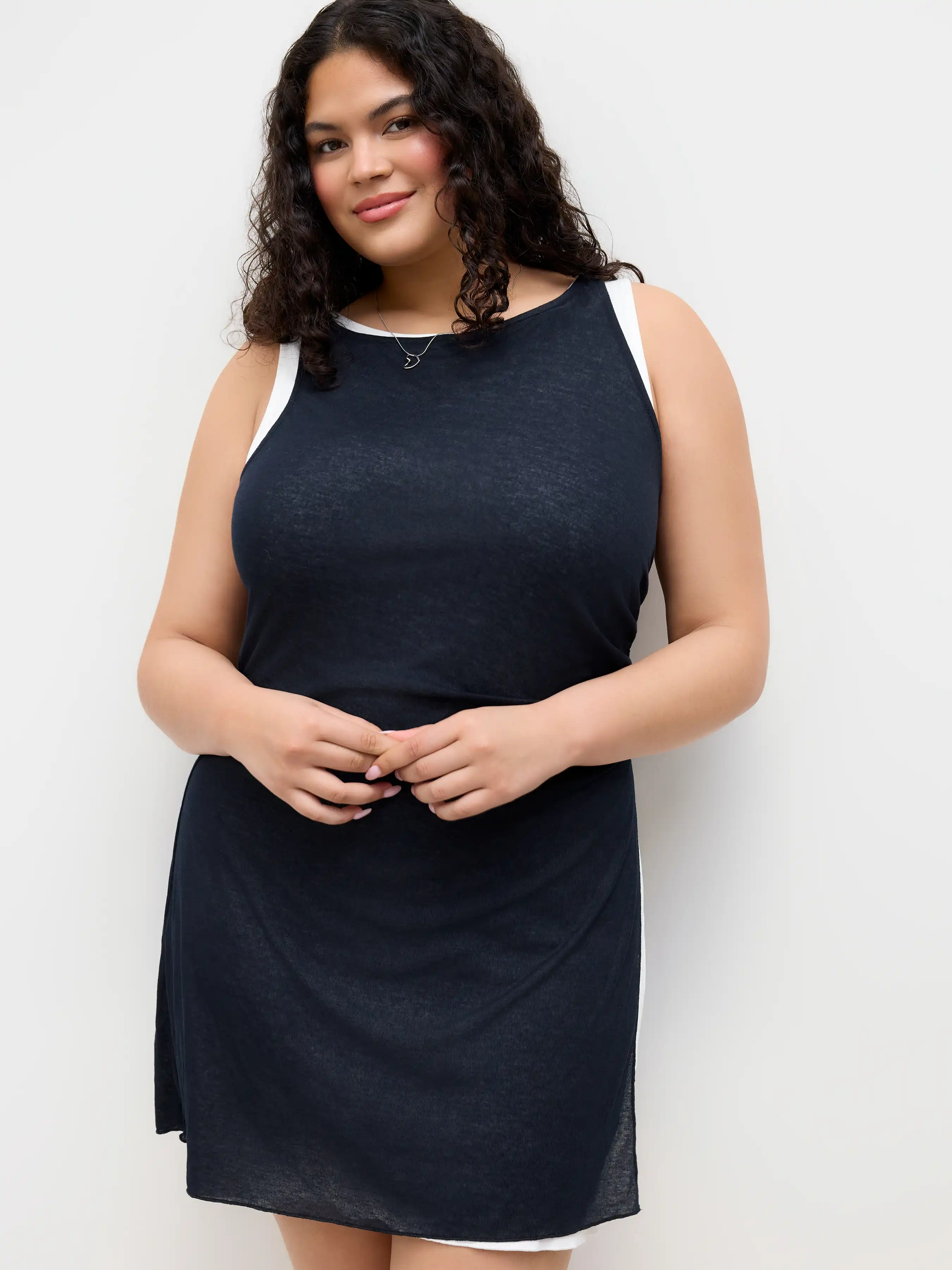 Boat Neck Ruched Split Mini Dress With Solid Mini Dress Curve & Plus