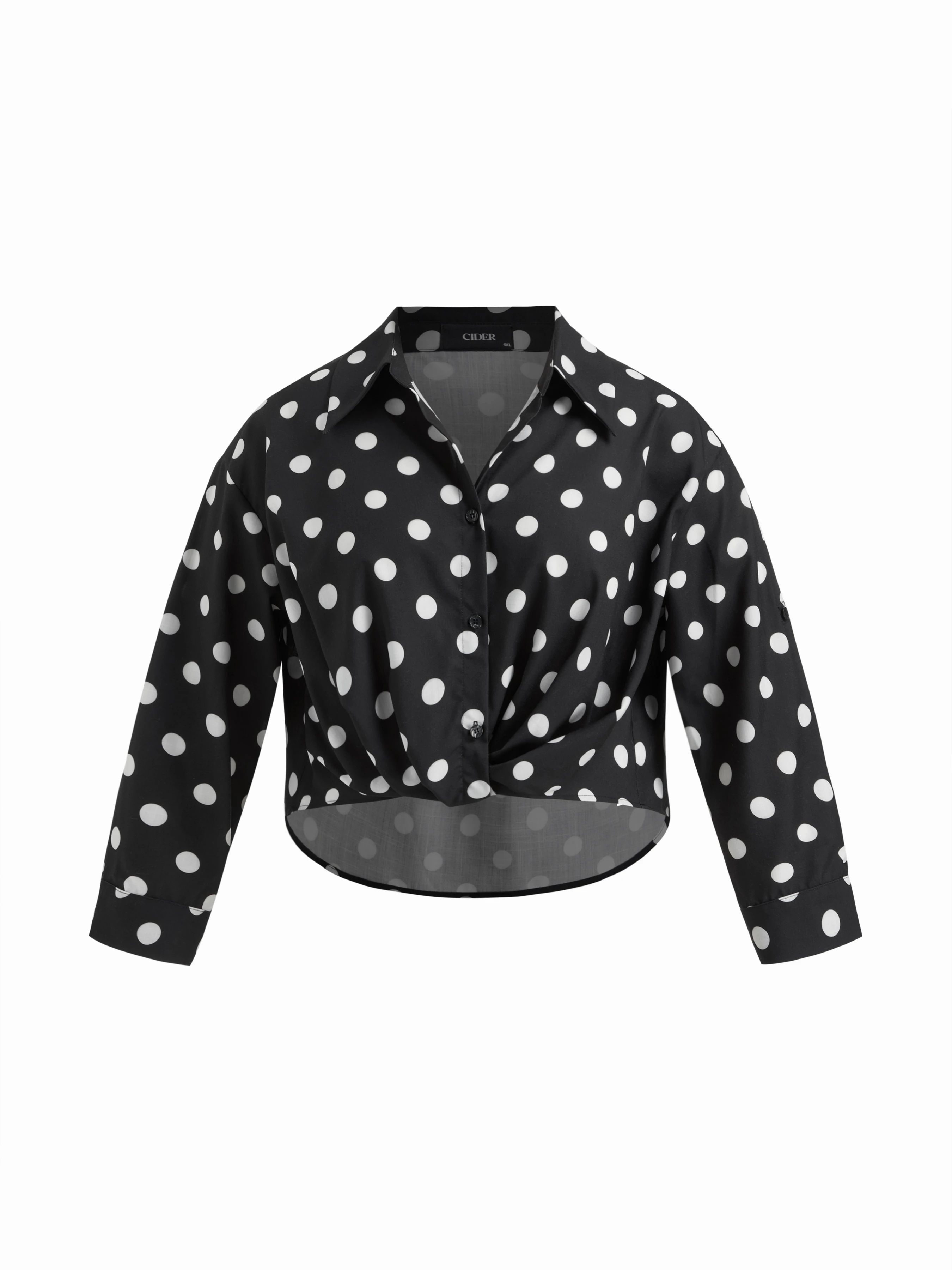 Collar Polka Dot Twist Shirt Curve & Plus