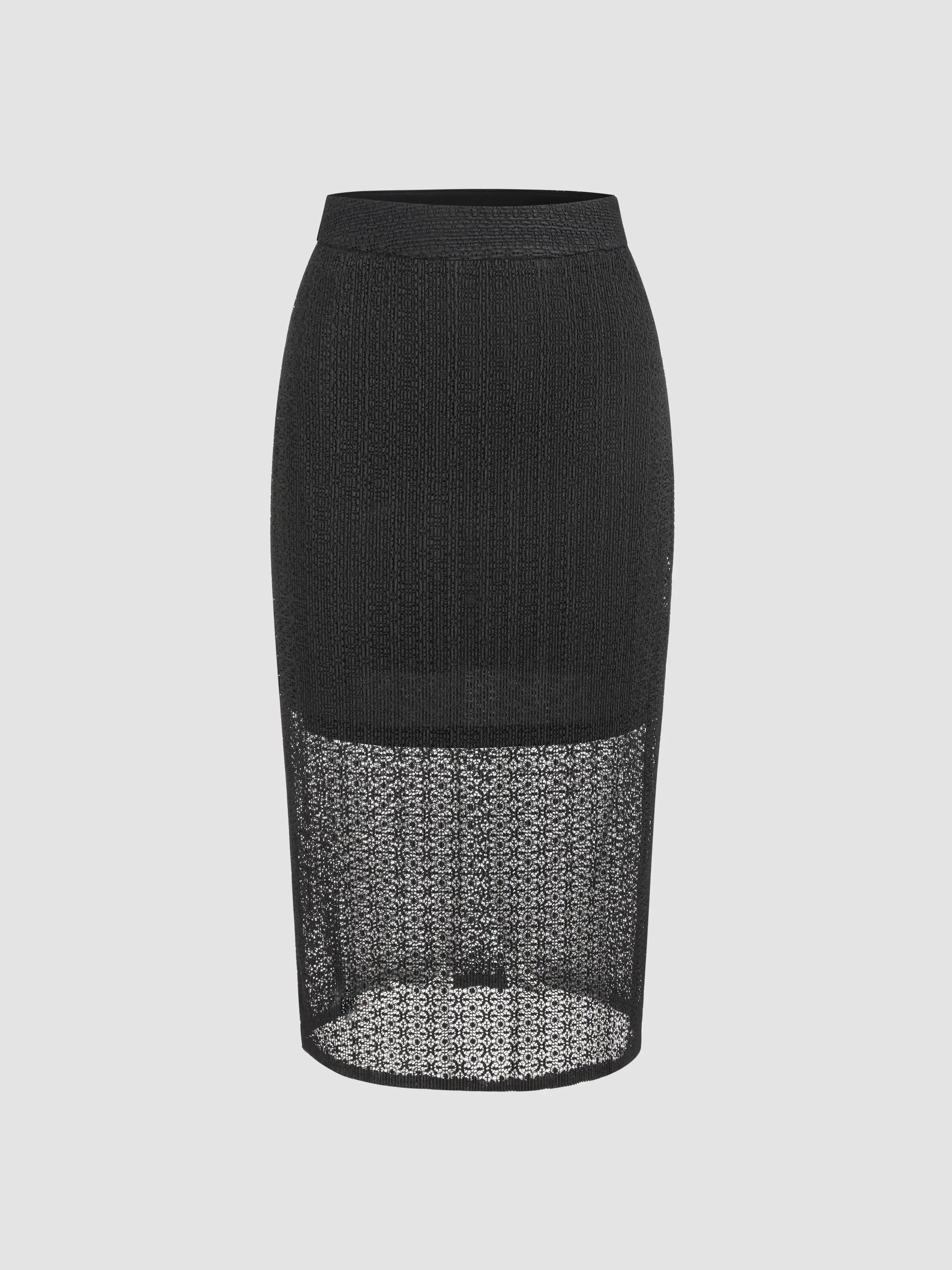 Lace Mid Rise Midi Skirt