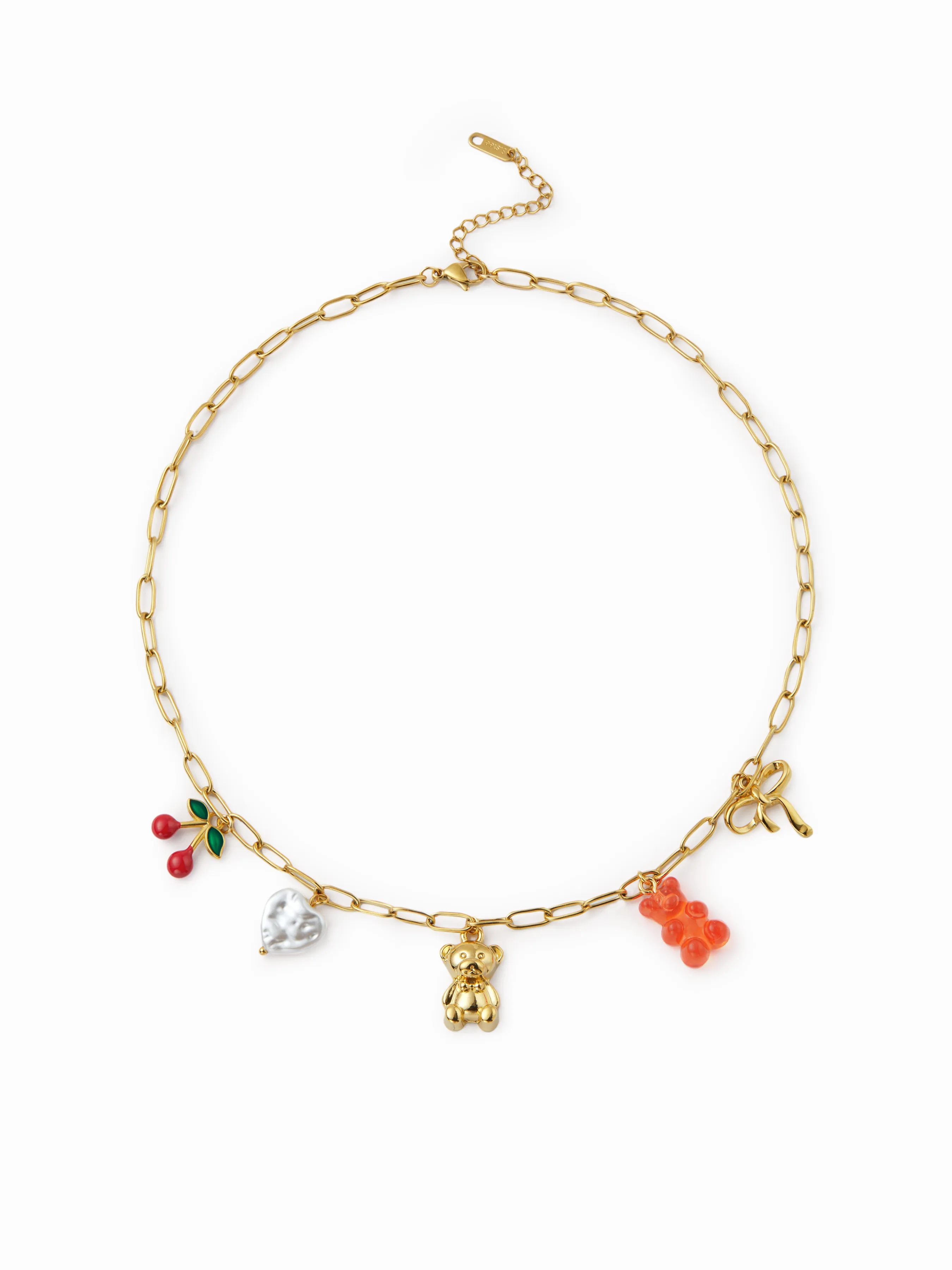 BEAR & CHERRY & HEART & BOWKNOT PENDANT 18K GOLD PLATED STAINLESS STEEL NECKLACE 1 13878-bear-cherry-heart-bowknot-pendant-18k-gold-plated-stainless-steel-necklace-1.webp