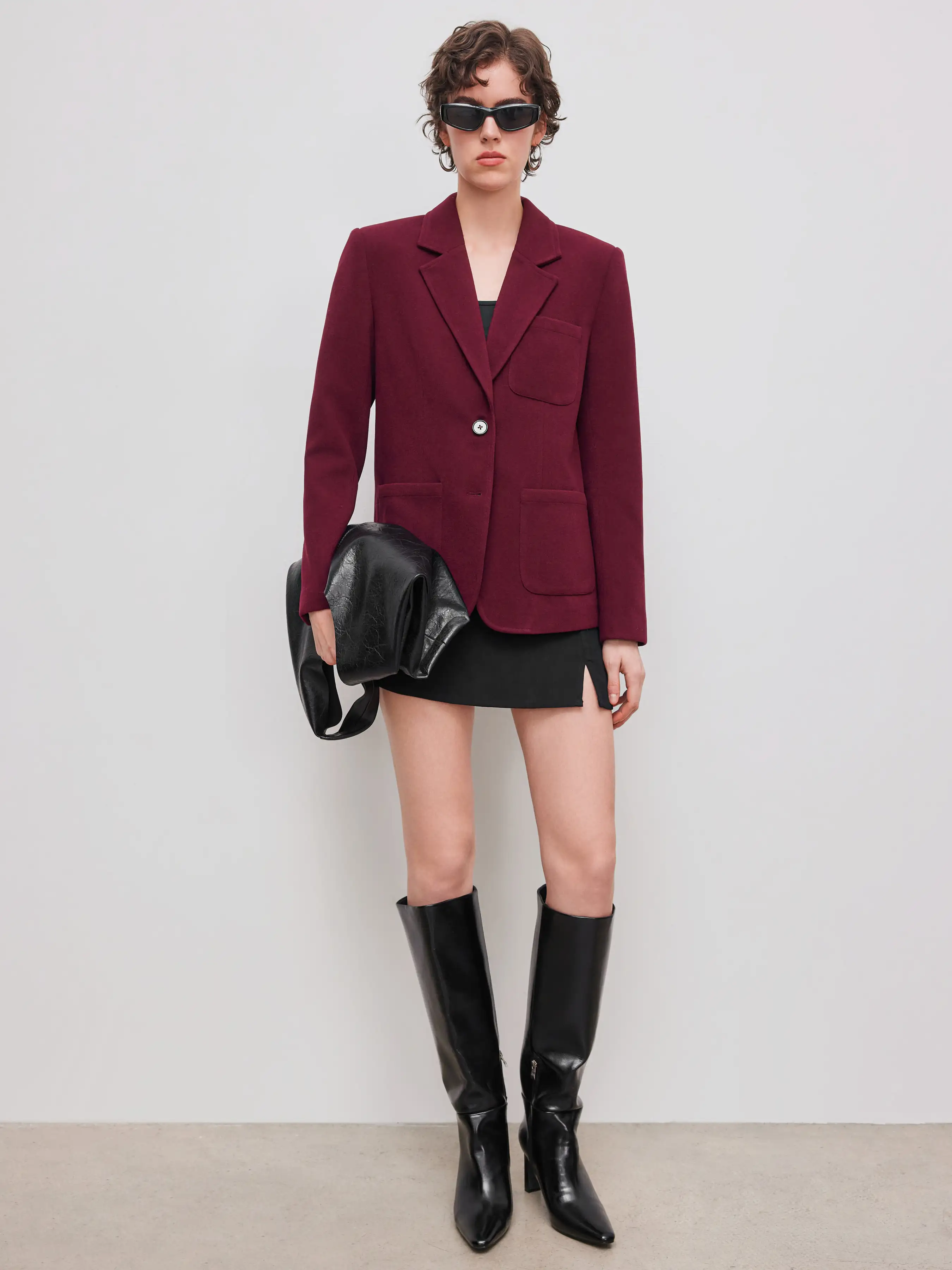 Wool-look Notched Collar Blazer