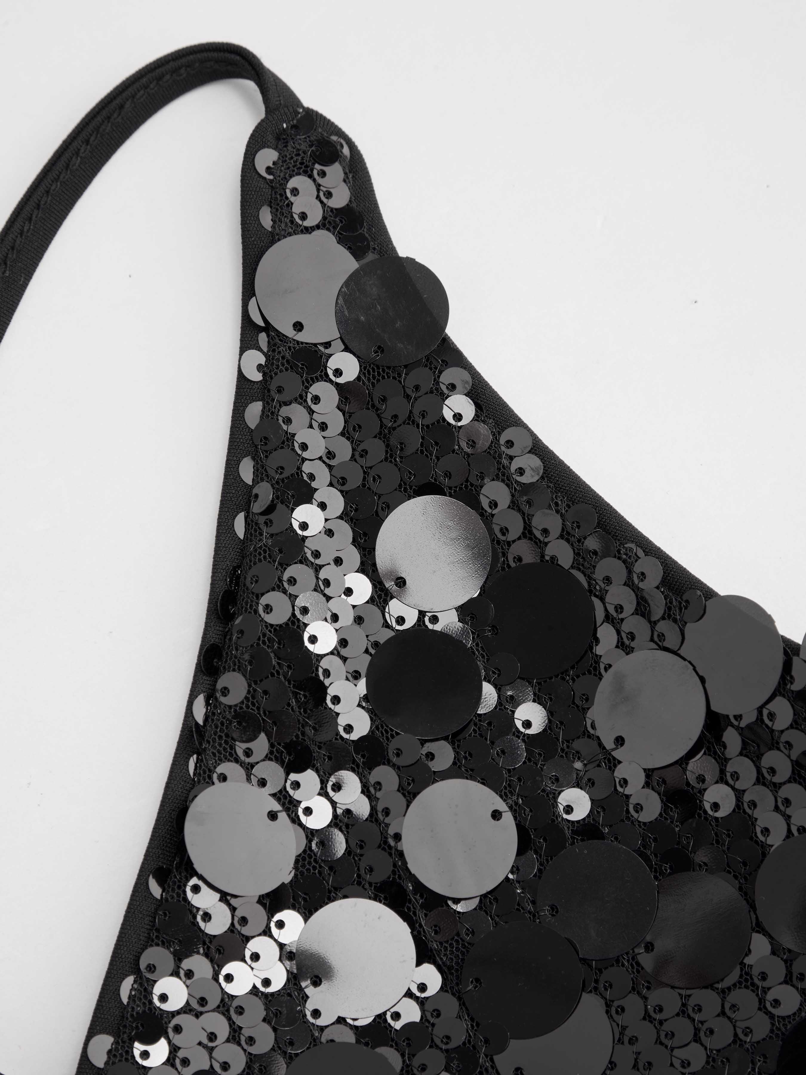 Sequins U-neckline Criss Cross Mini Dress
