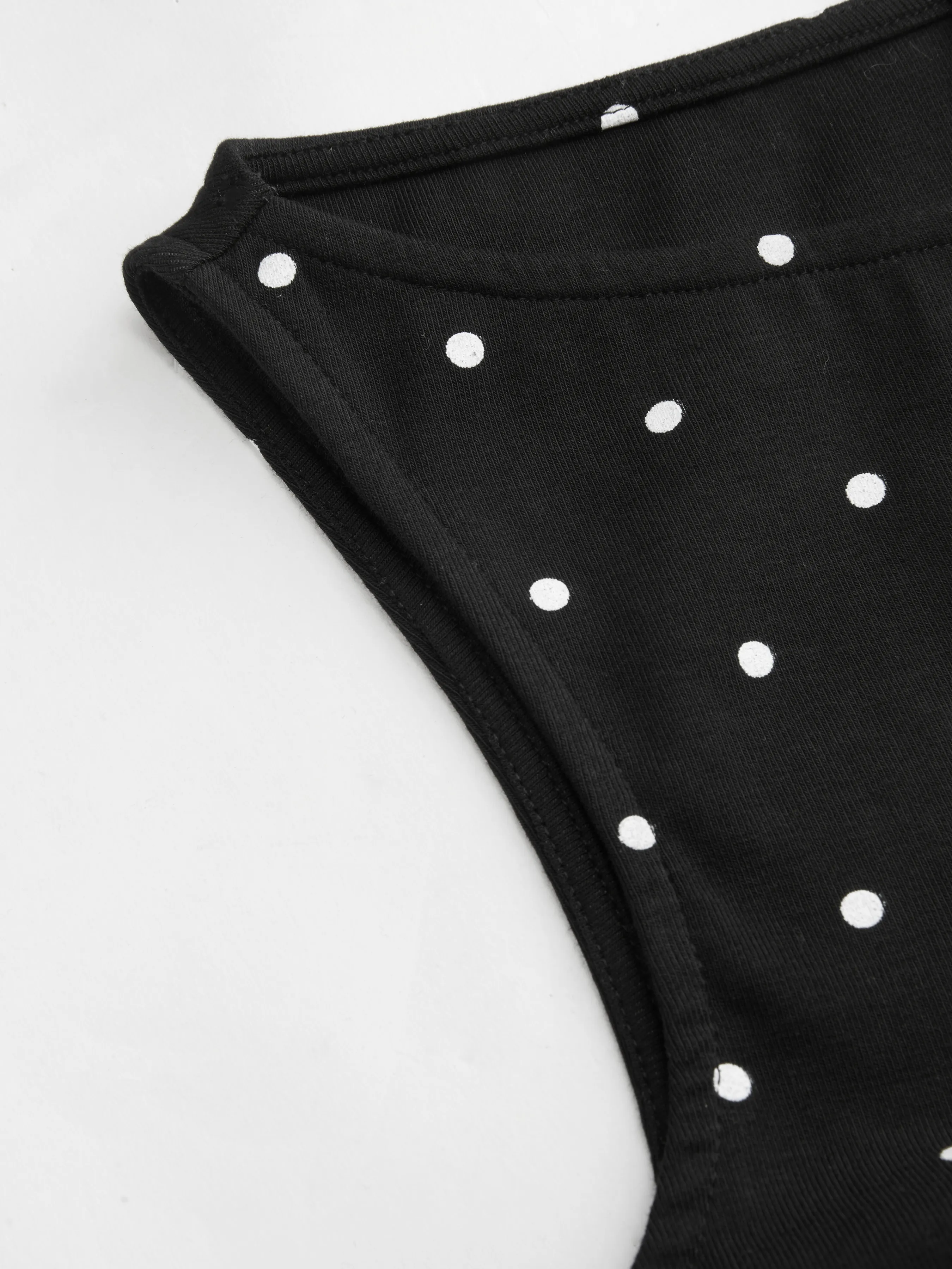 Cotton-blend Boat Neck Knotted Polka Dot Ruched Tank Top