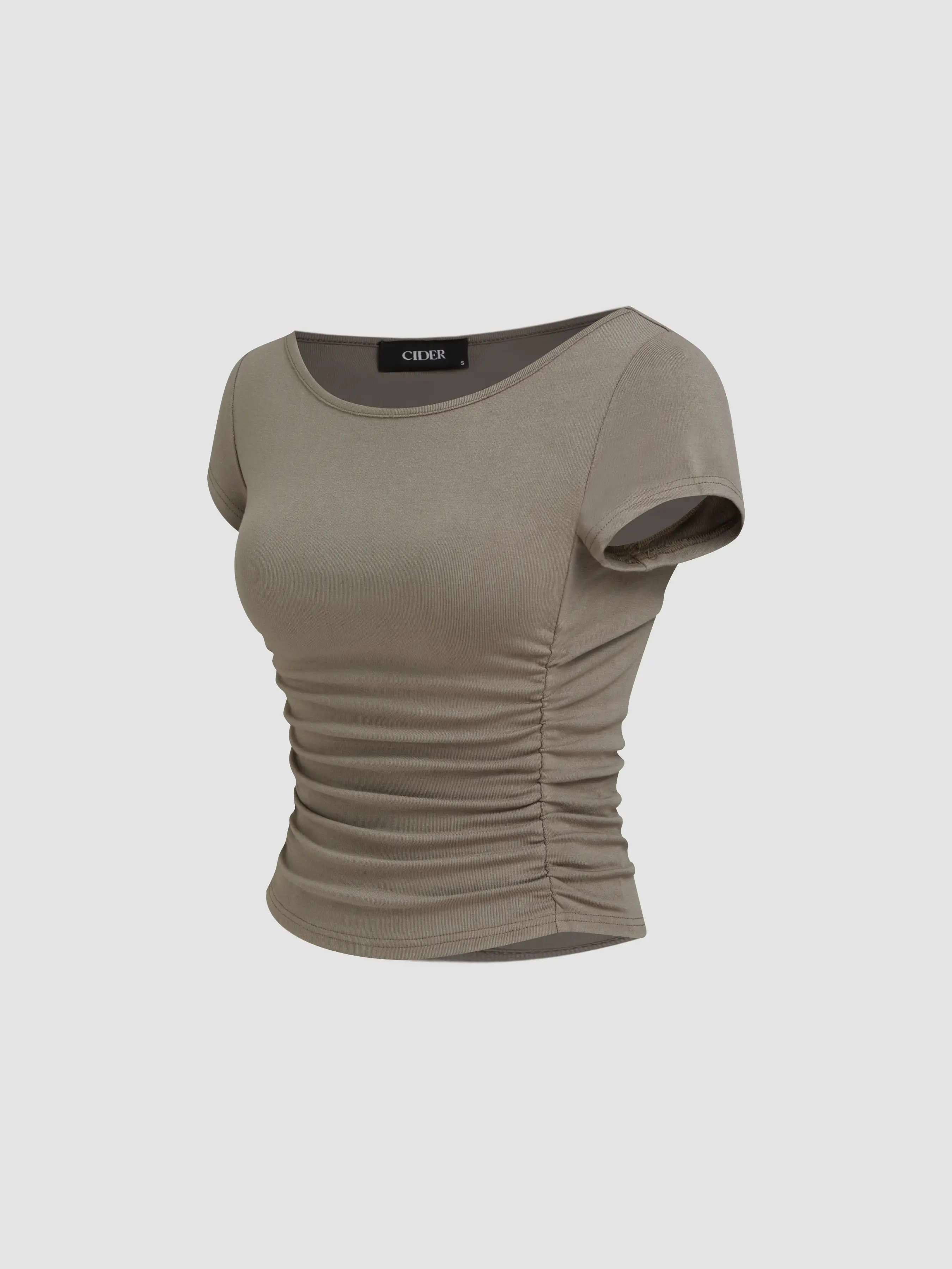 Boat Neck Ruched Tee