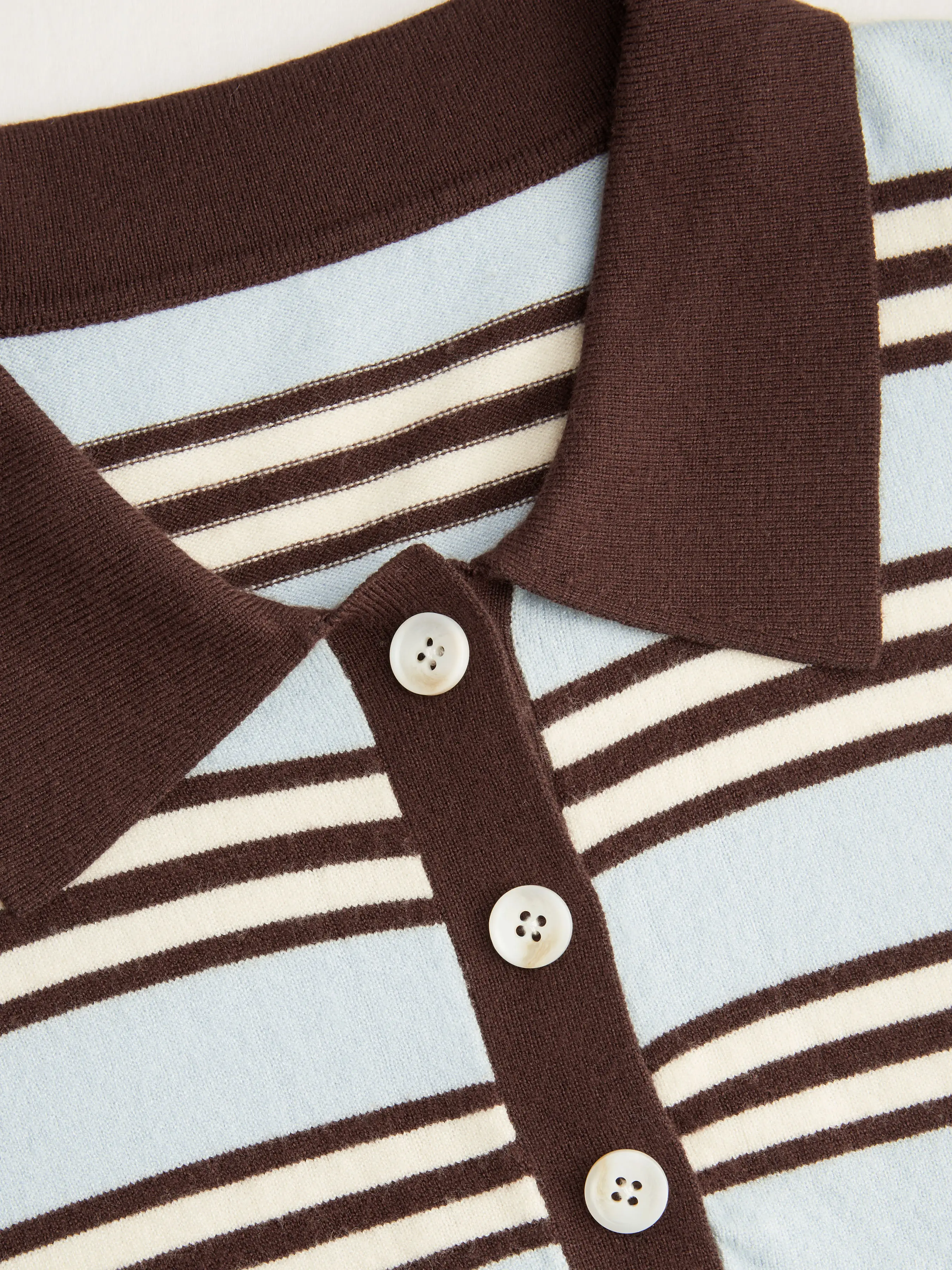 Knit Striped Polo Neck Long Sleeve Oversized Top