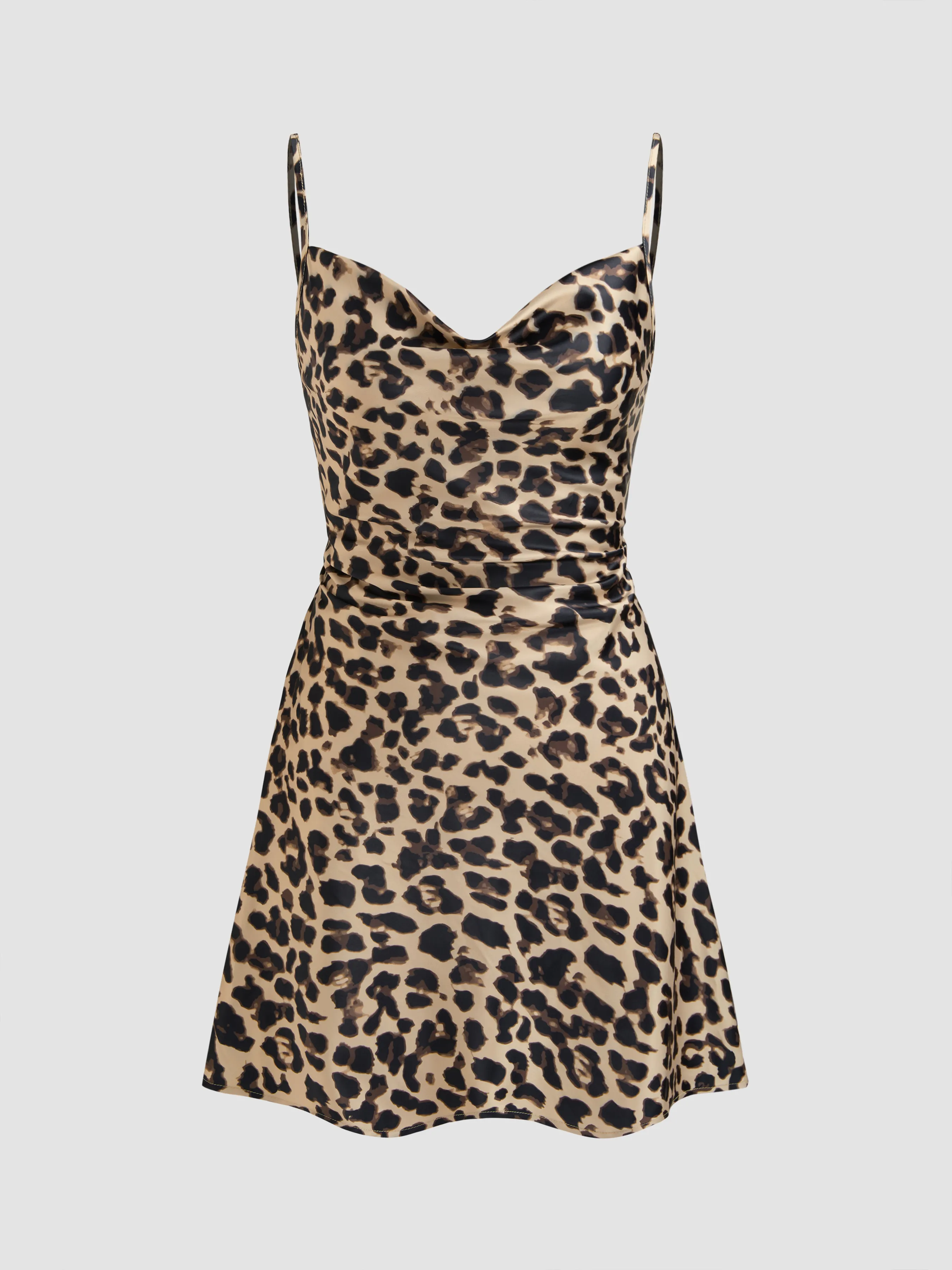 Solid Satin Cowl Neck Cami Mini Dress