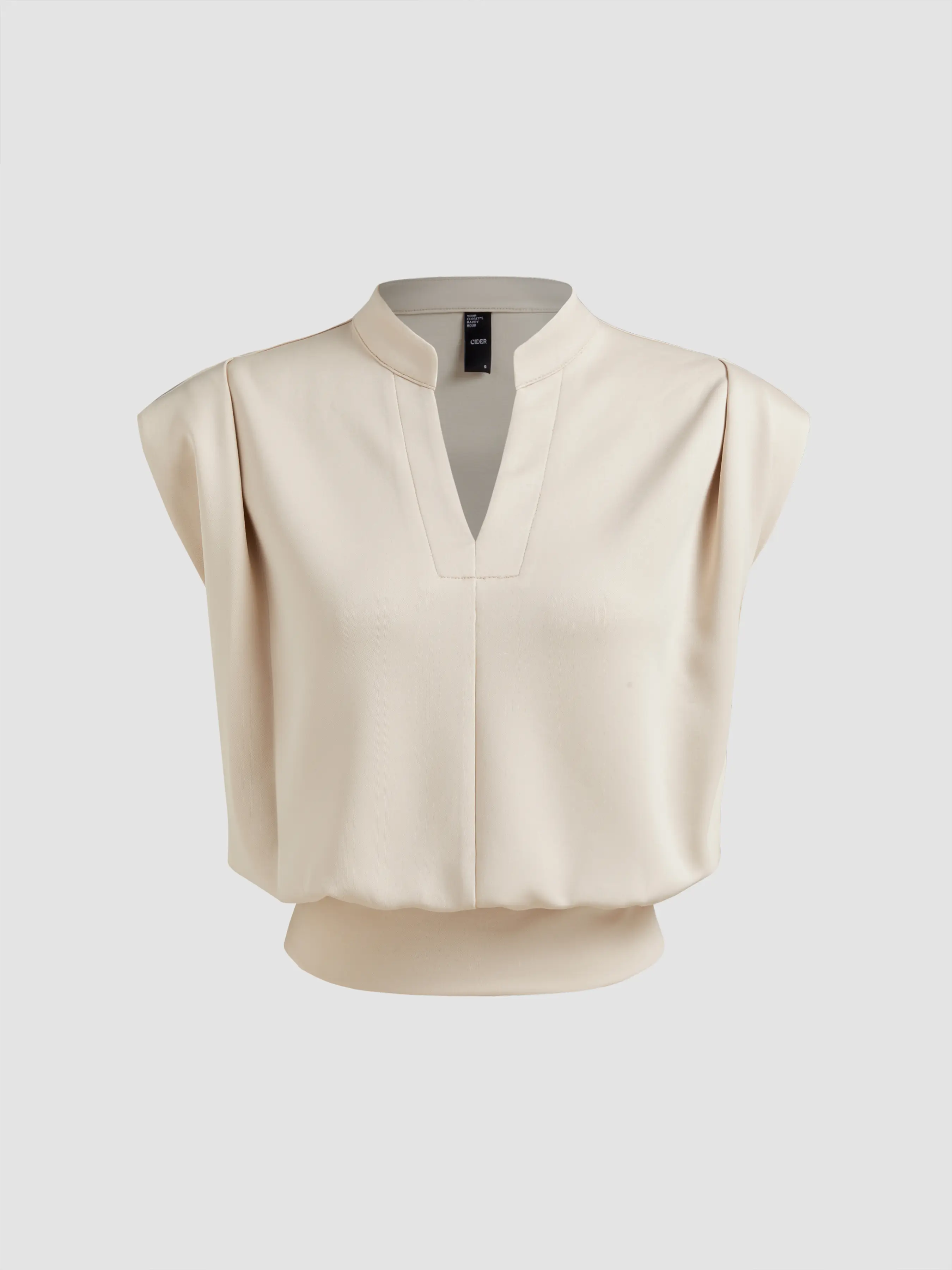 V-neck Solid Pleated Crop Top