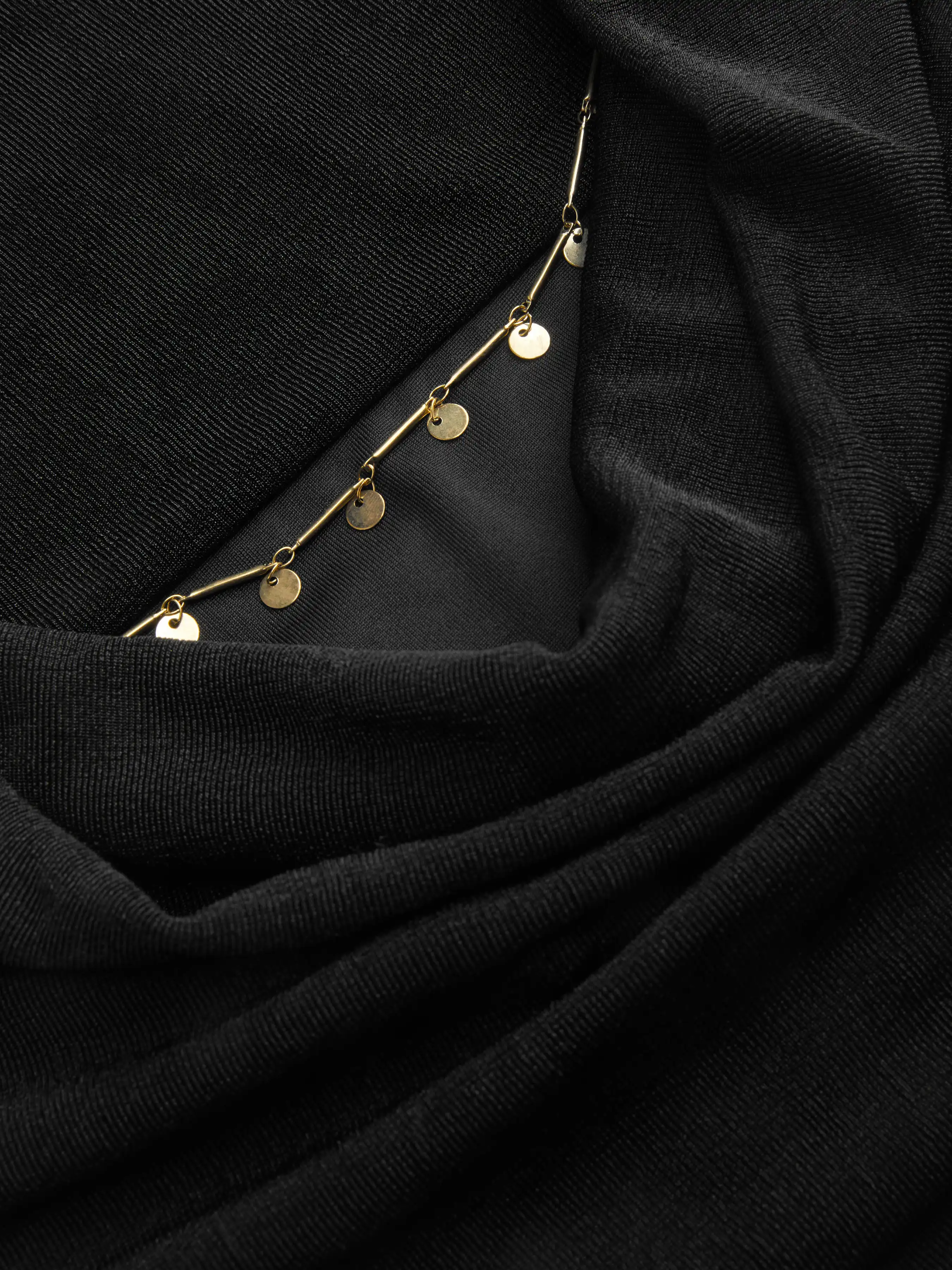 Cowl Neck Backless Chain Ruched Detail Cami Mini Dress