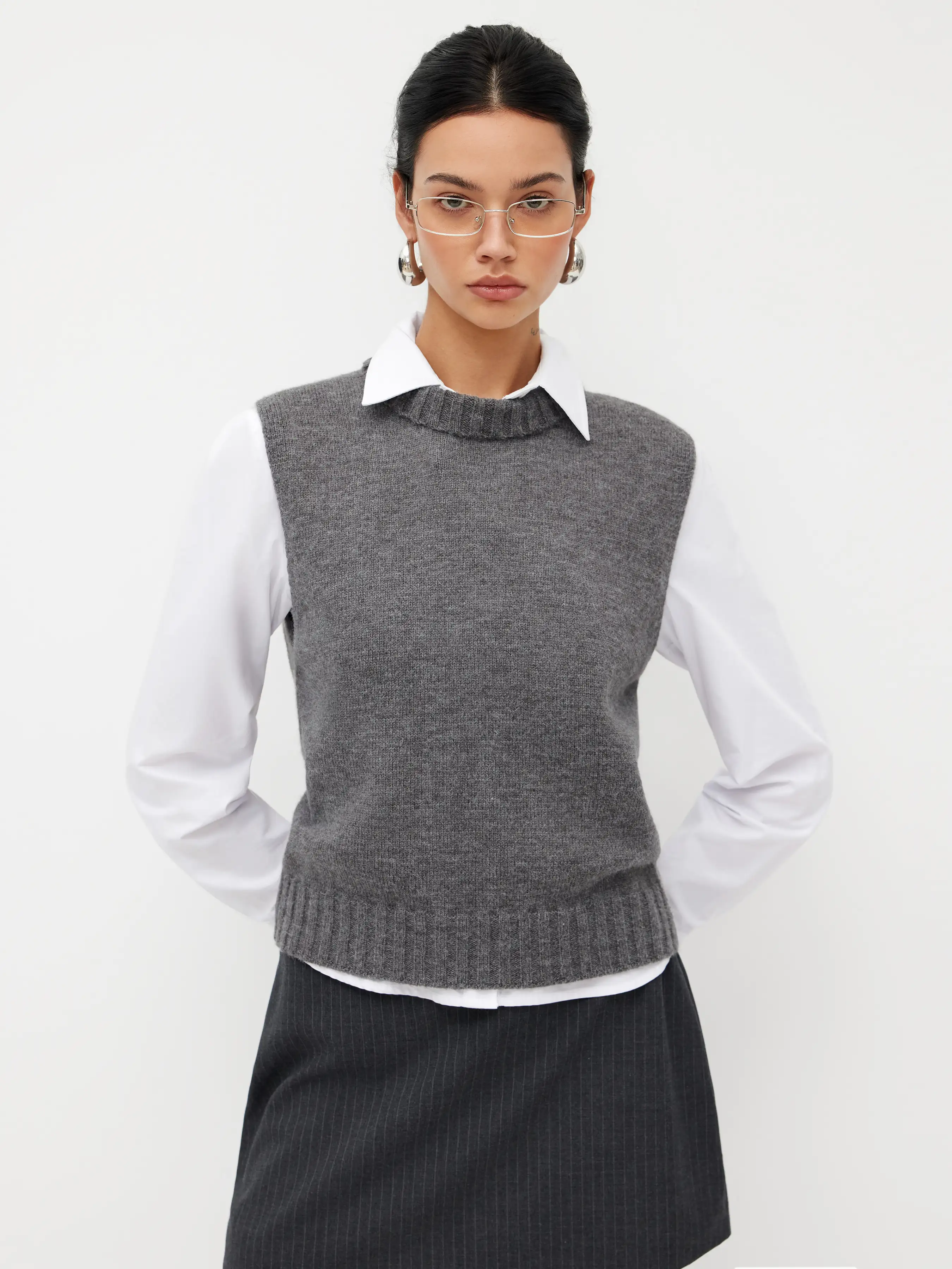 Knit Stand Collar Split Vest