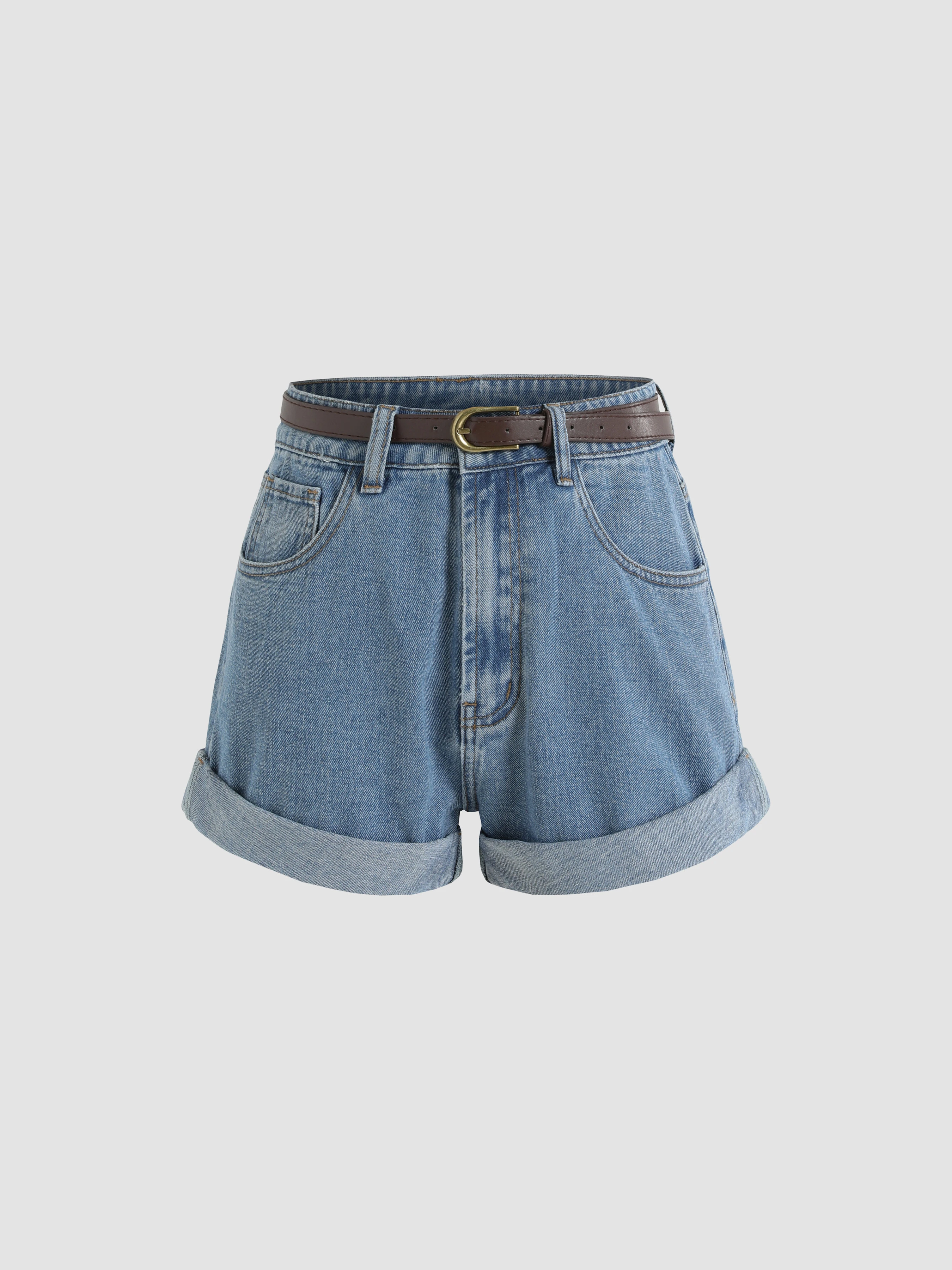 Denim Shorts With Belt