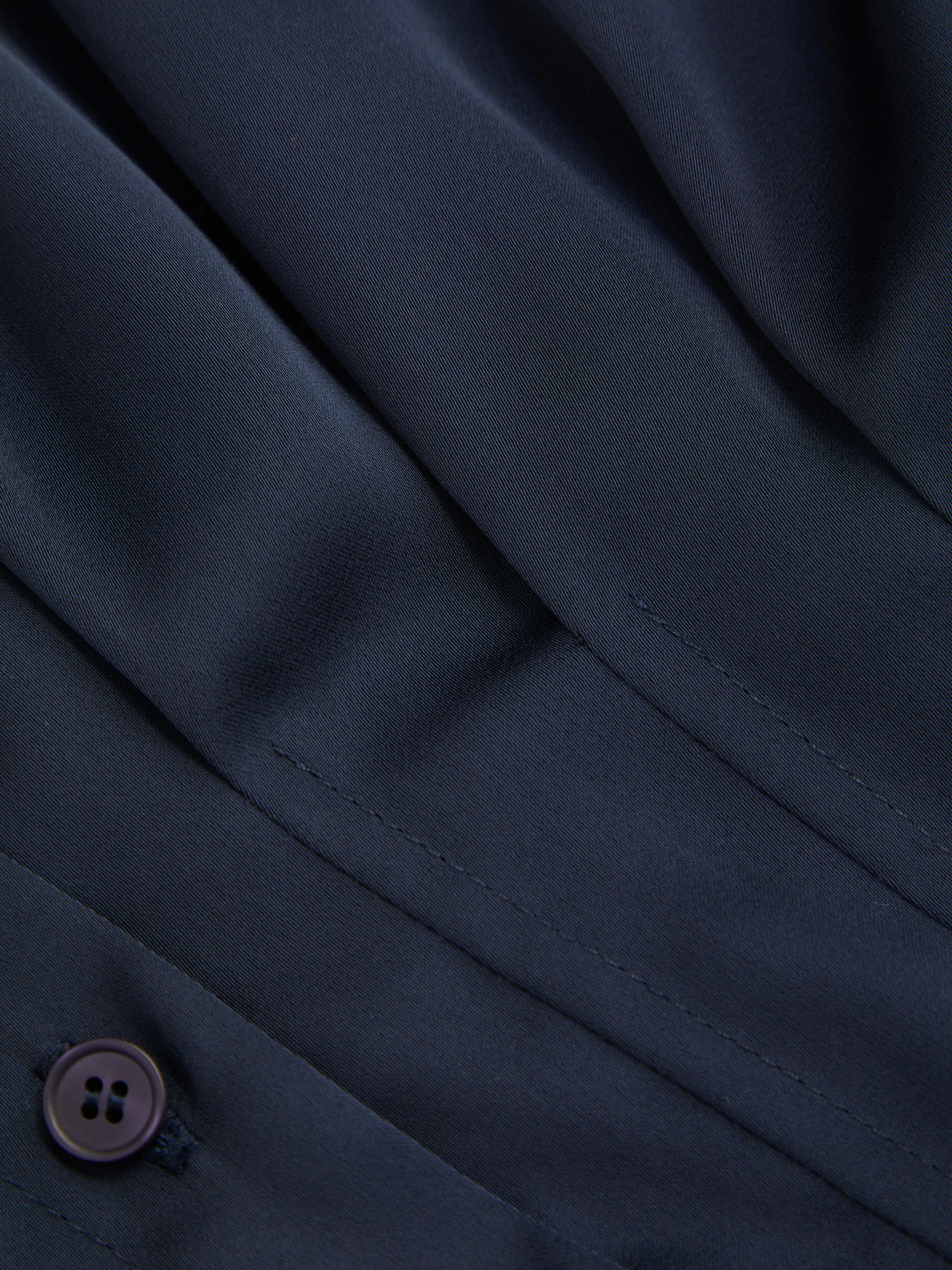 Satin Collar Pleated Cinched Short Sleeve Shirt