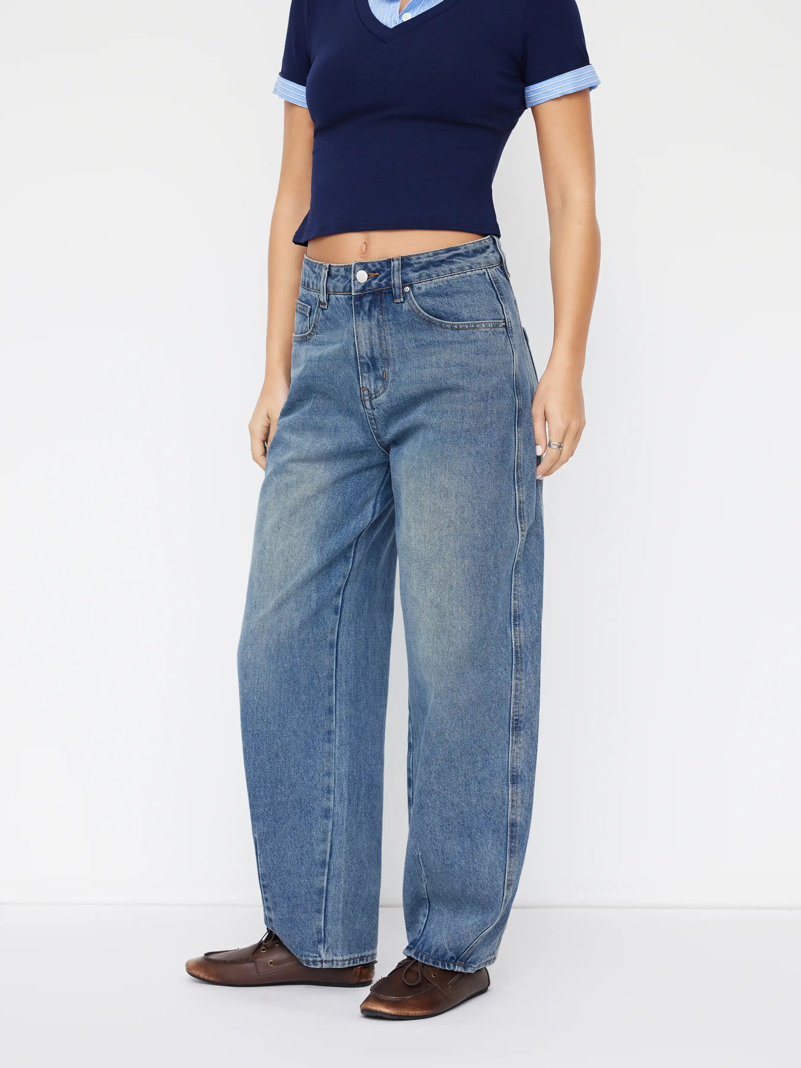 Cider Denim Mid Rise Barrel-leg Jeans