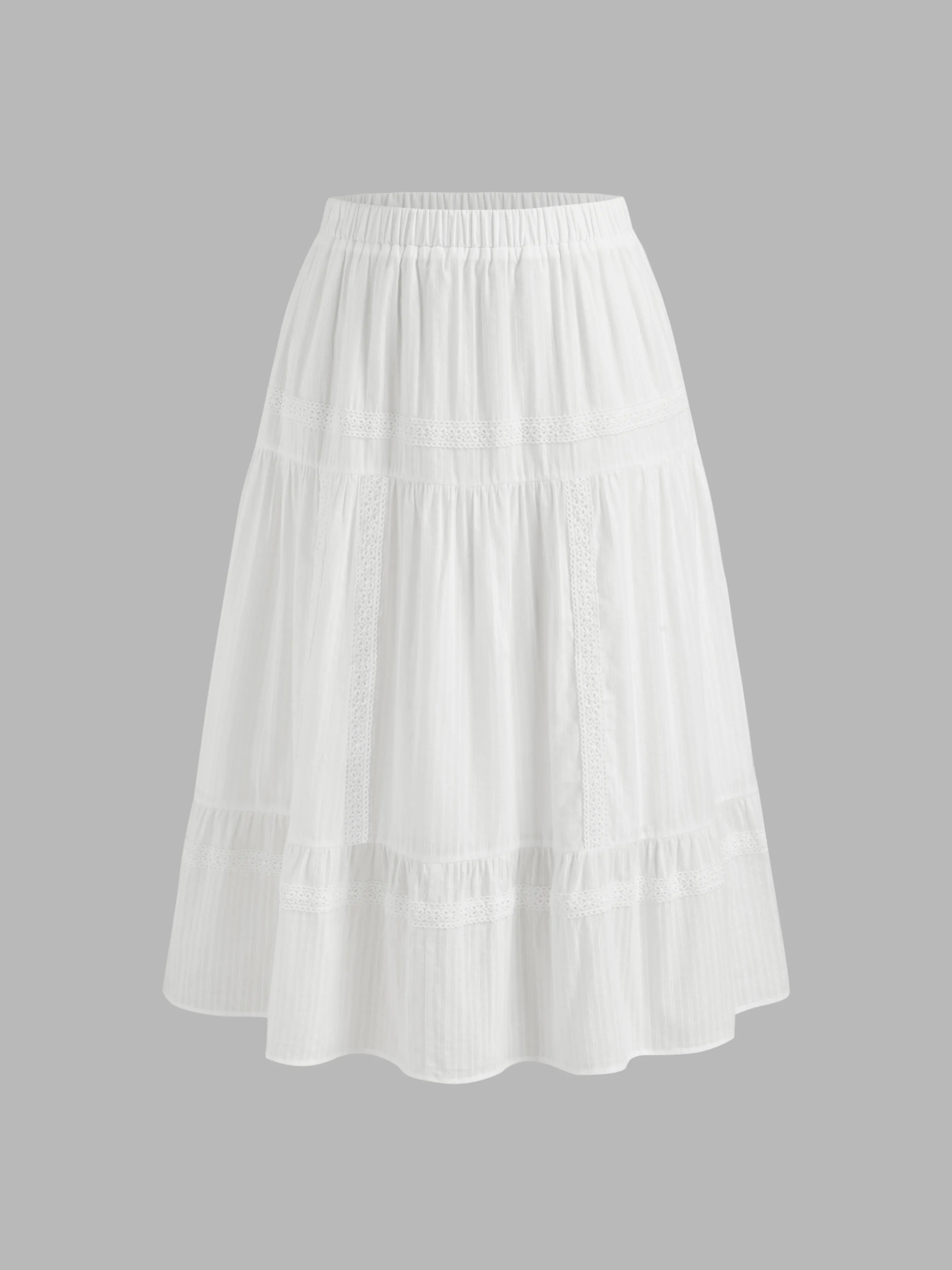 Cotton Mid Rise Embroidery Ruffle Maxi Skirt Curve & Plus