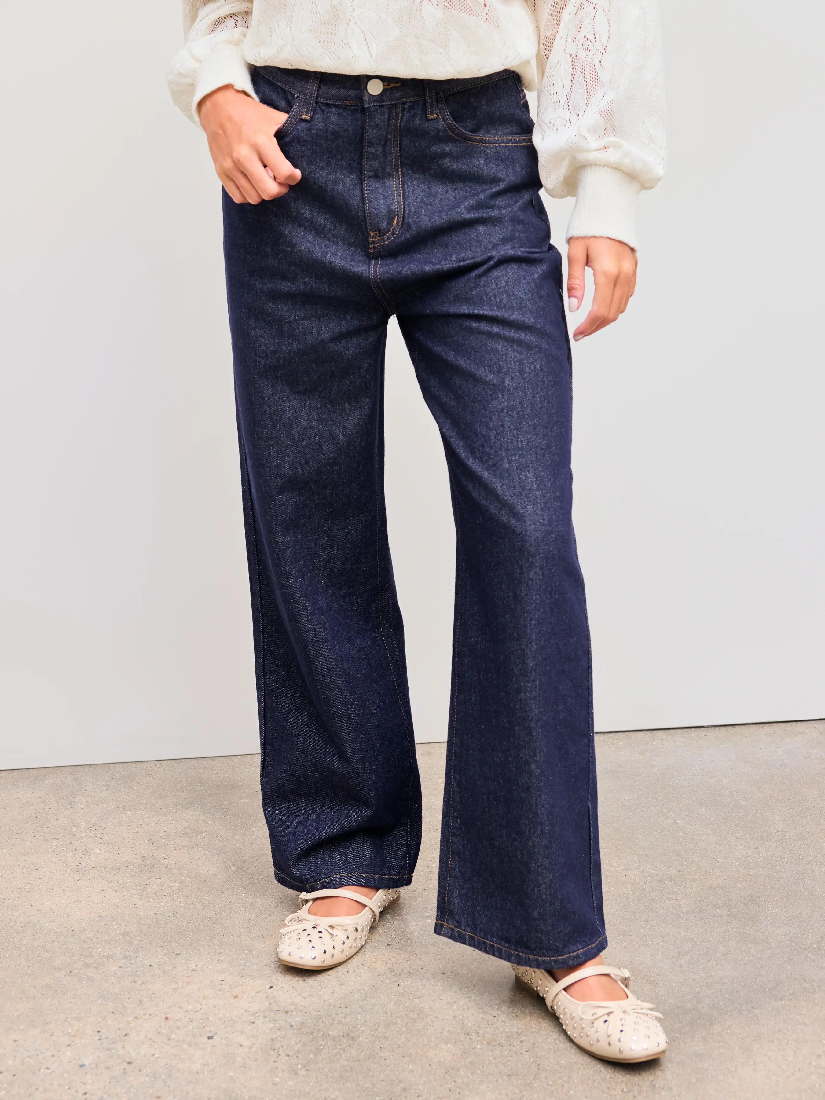 Honey Denim Mid Rise Solid Straight Leg Jeans