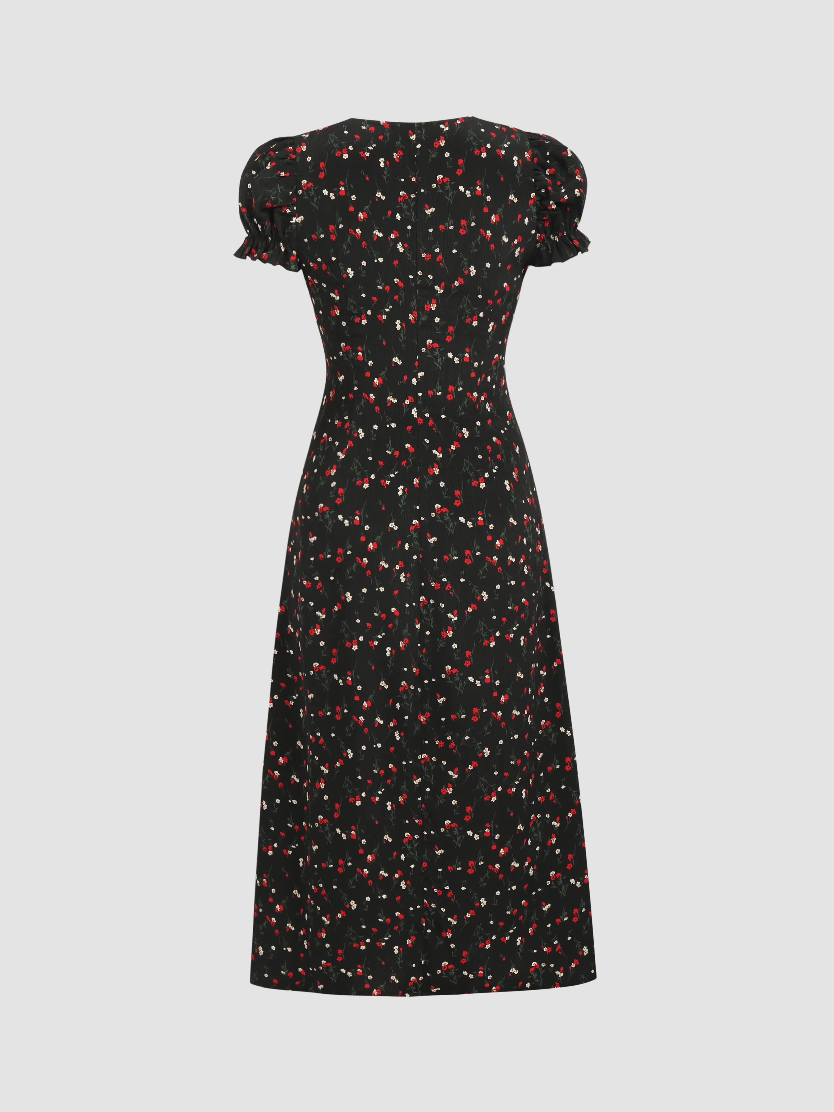 3017-square-neck-floral-bowknot-puff-sleeve-midi-dress-1.webp