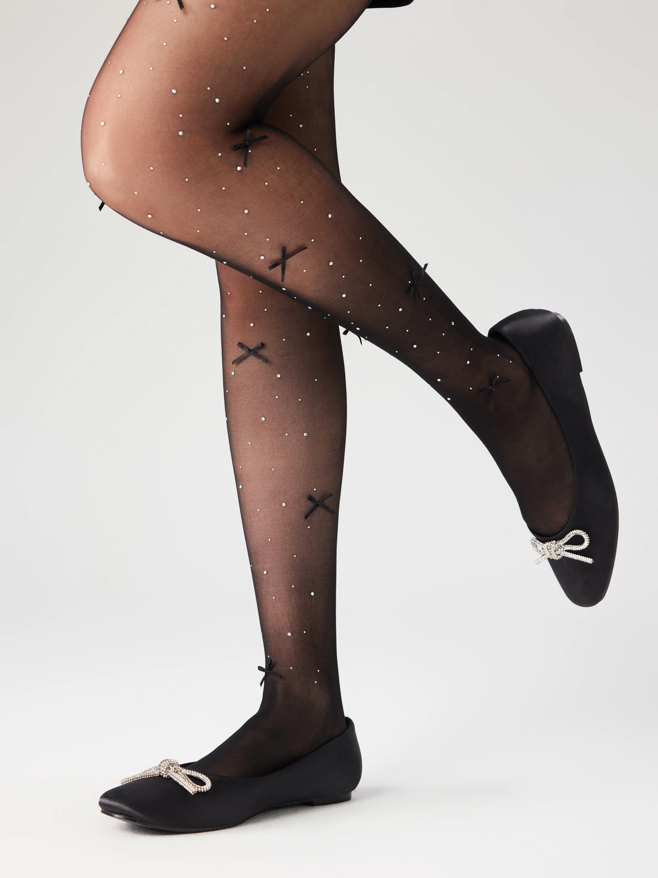 BOWKNOT & RHINESTONE TIGHTS