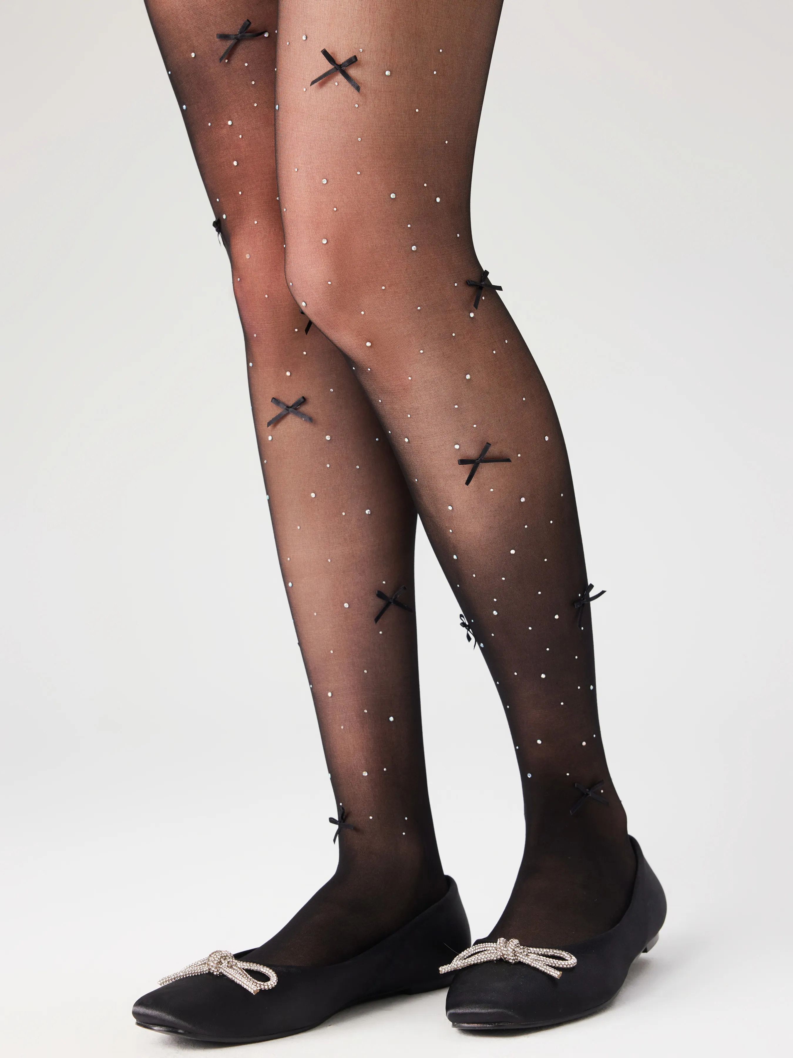 BOWKNOT & RHINESTONE TIGHTS