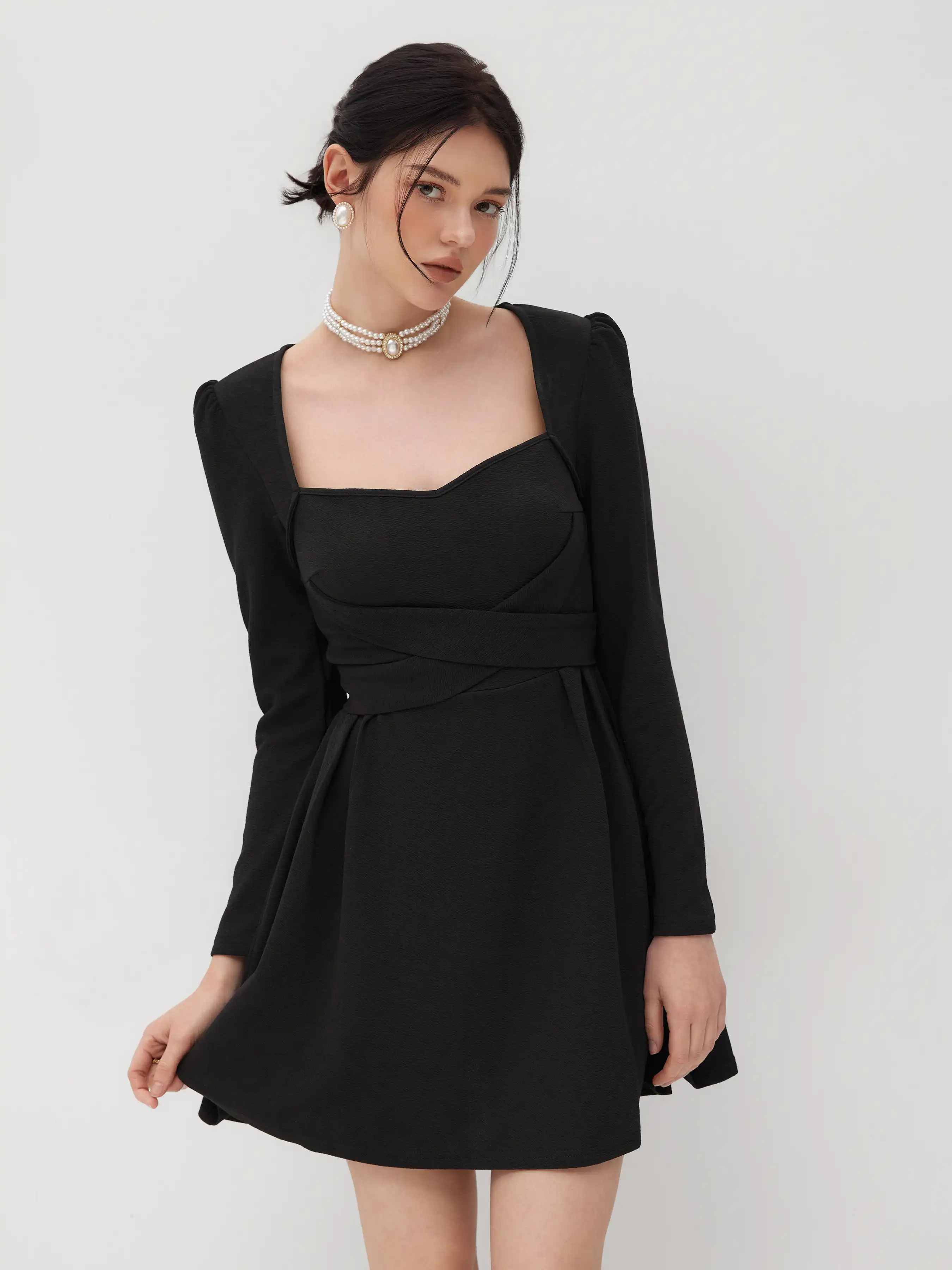 Square Neck Tie Back Ruffle Mini Dress 1 3834-square-neck-tie-back-ruffle-mini-dress-1.webp