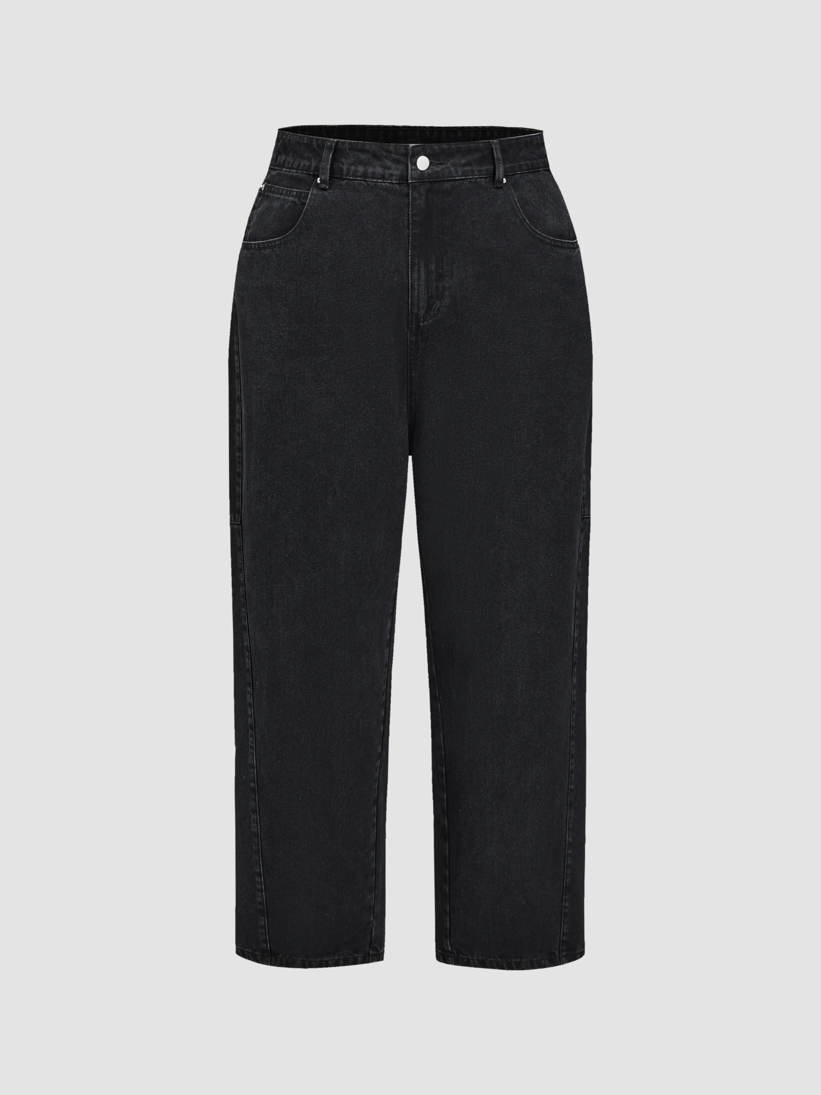 Denim High Waist Pocket Tapered Trousers Curve & Plus