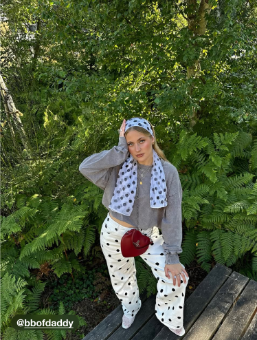Cider Denim Mid Rise Polka Dot Wide Leg Jeans