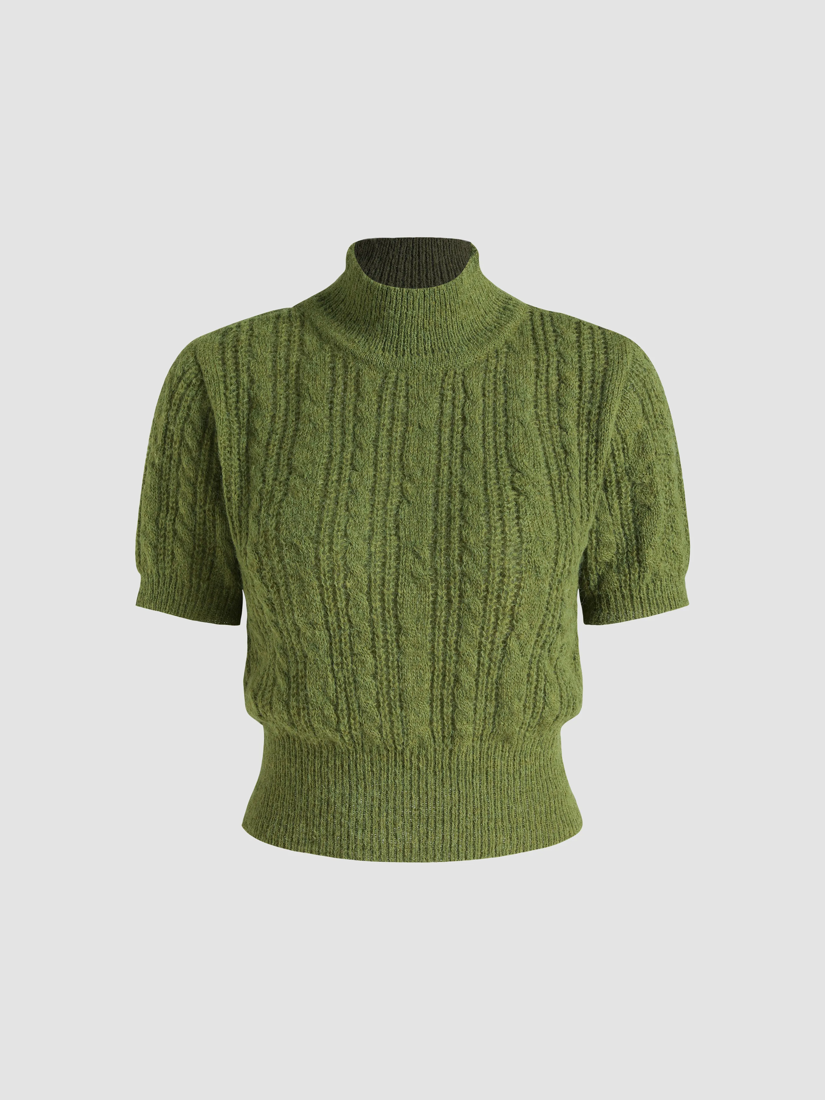 Wool-blend Texture High Neck Sweater