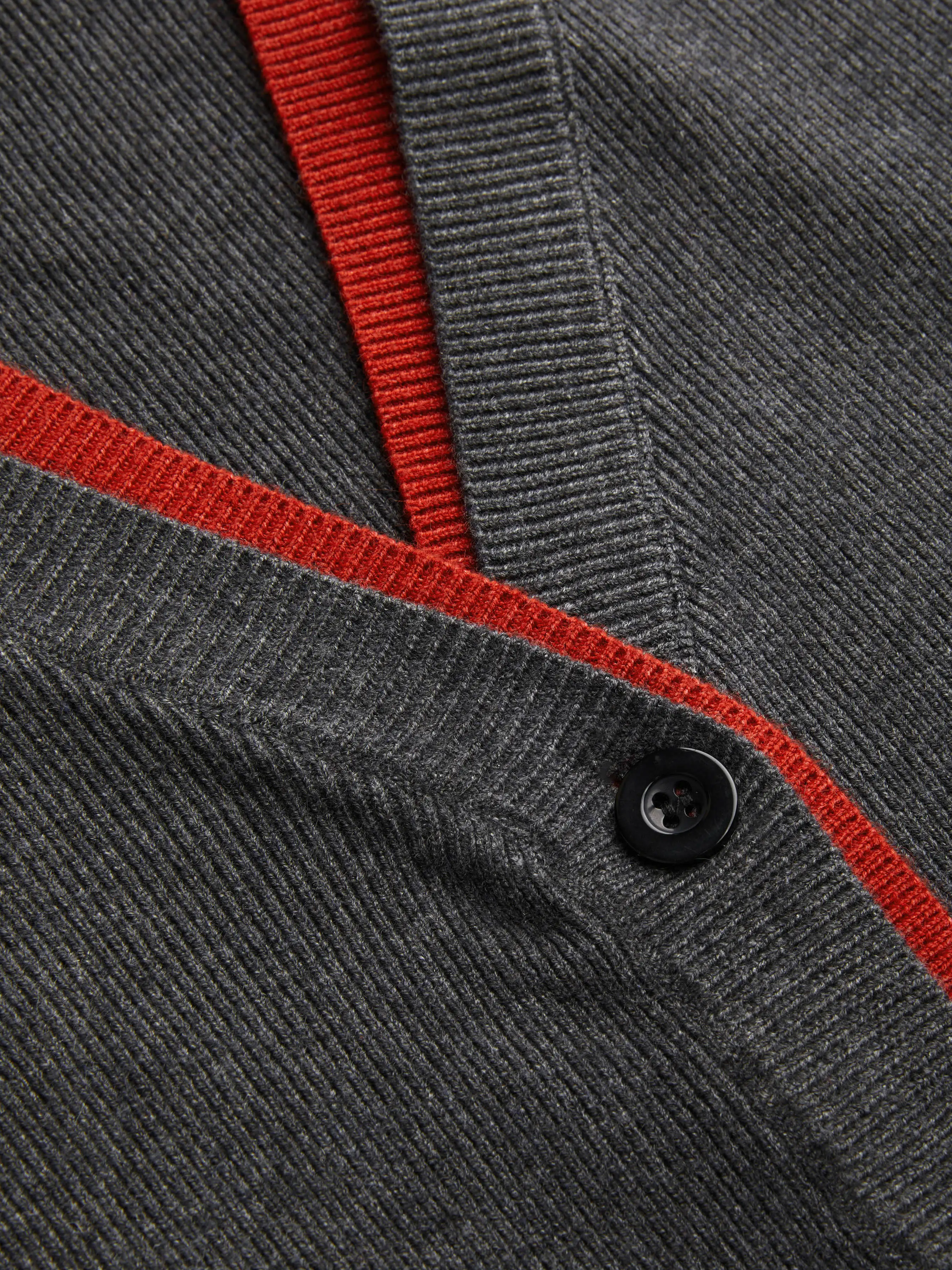 Knit V-neck Contrasting Binding Cardigan