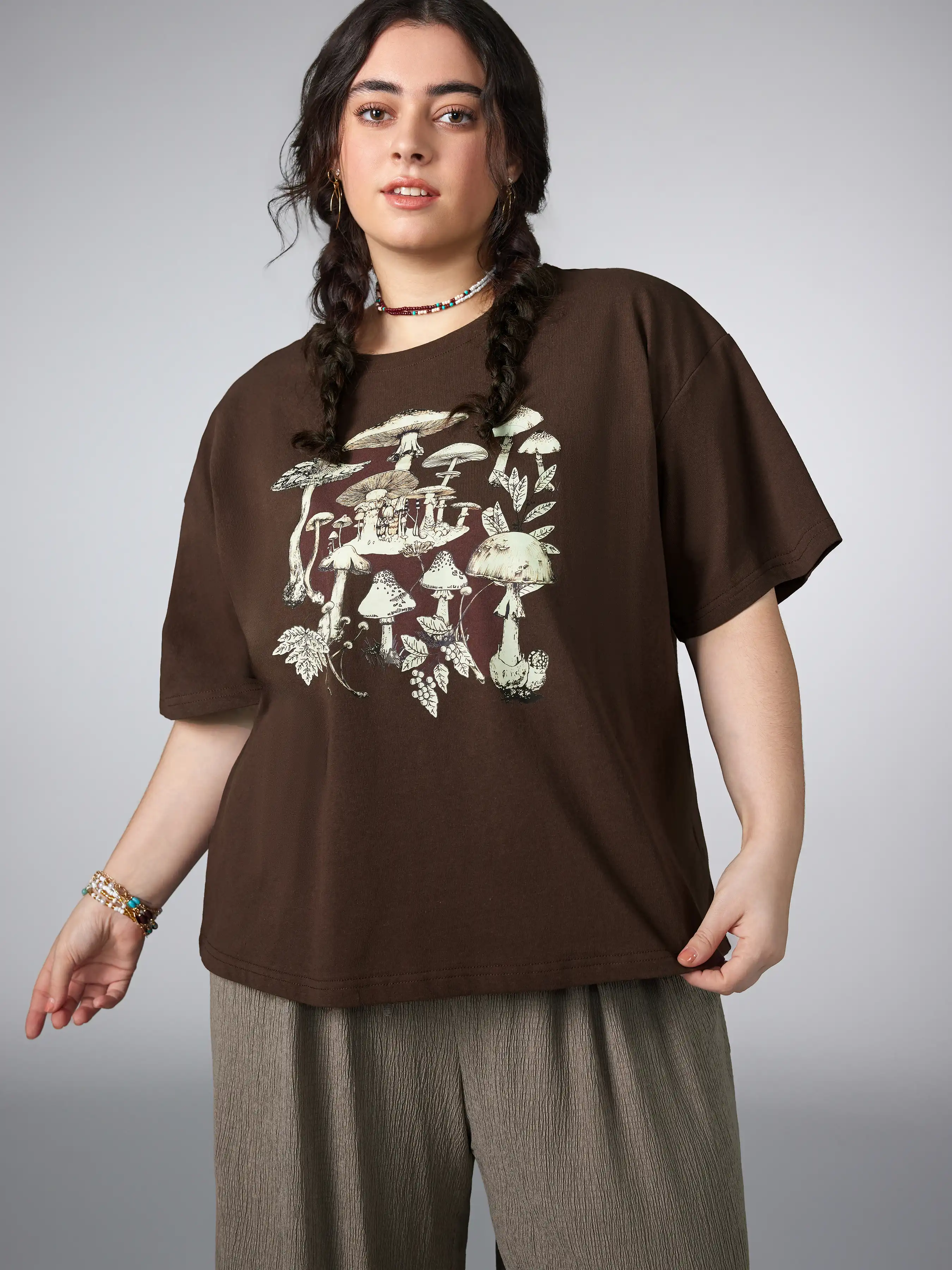 Jersey Round Neckline Mushroom Short Sleeve Top Curve & Plus 1 4574-jersey-round-neckline-mushroom-short-sleeve-top-curve-plus-1.webp
