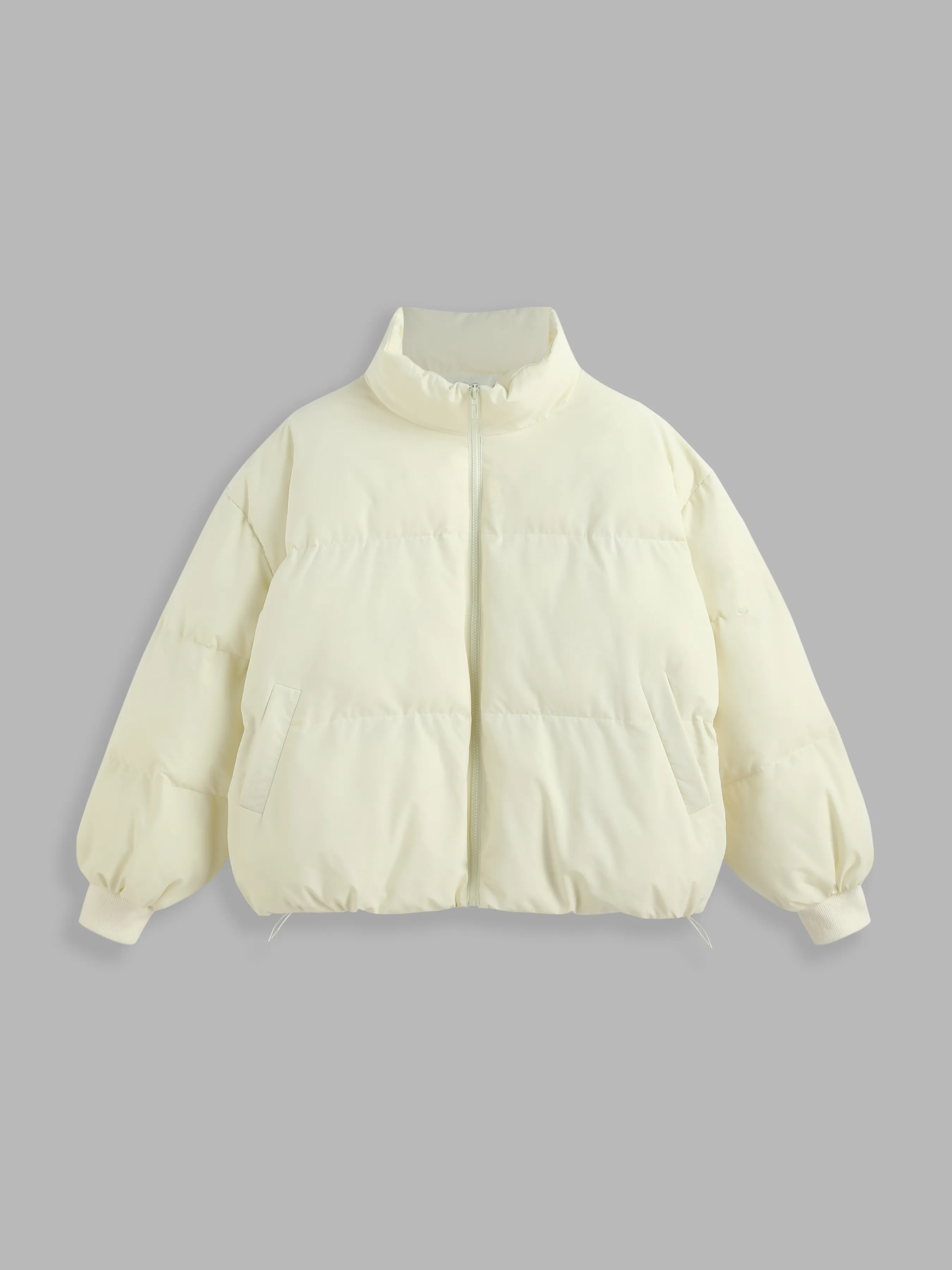 Zip Front Collared Puffer Jacket Curve & Plus