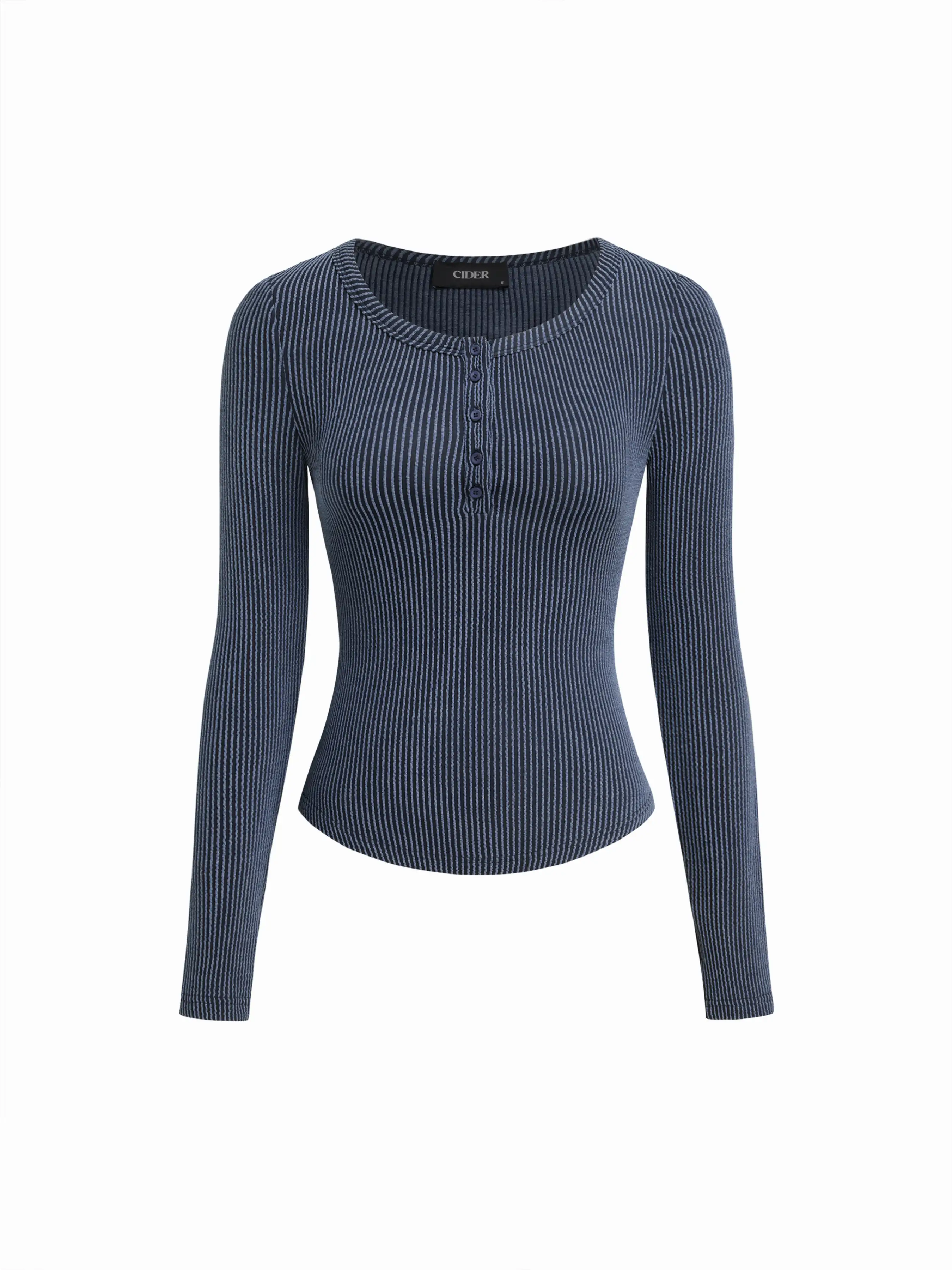 Striped Round Neckline Long Sleeve Button Top 1 4665-striped-round-neckline-long-sleeve-button-top-1.webp