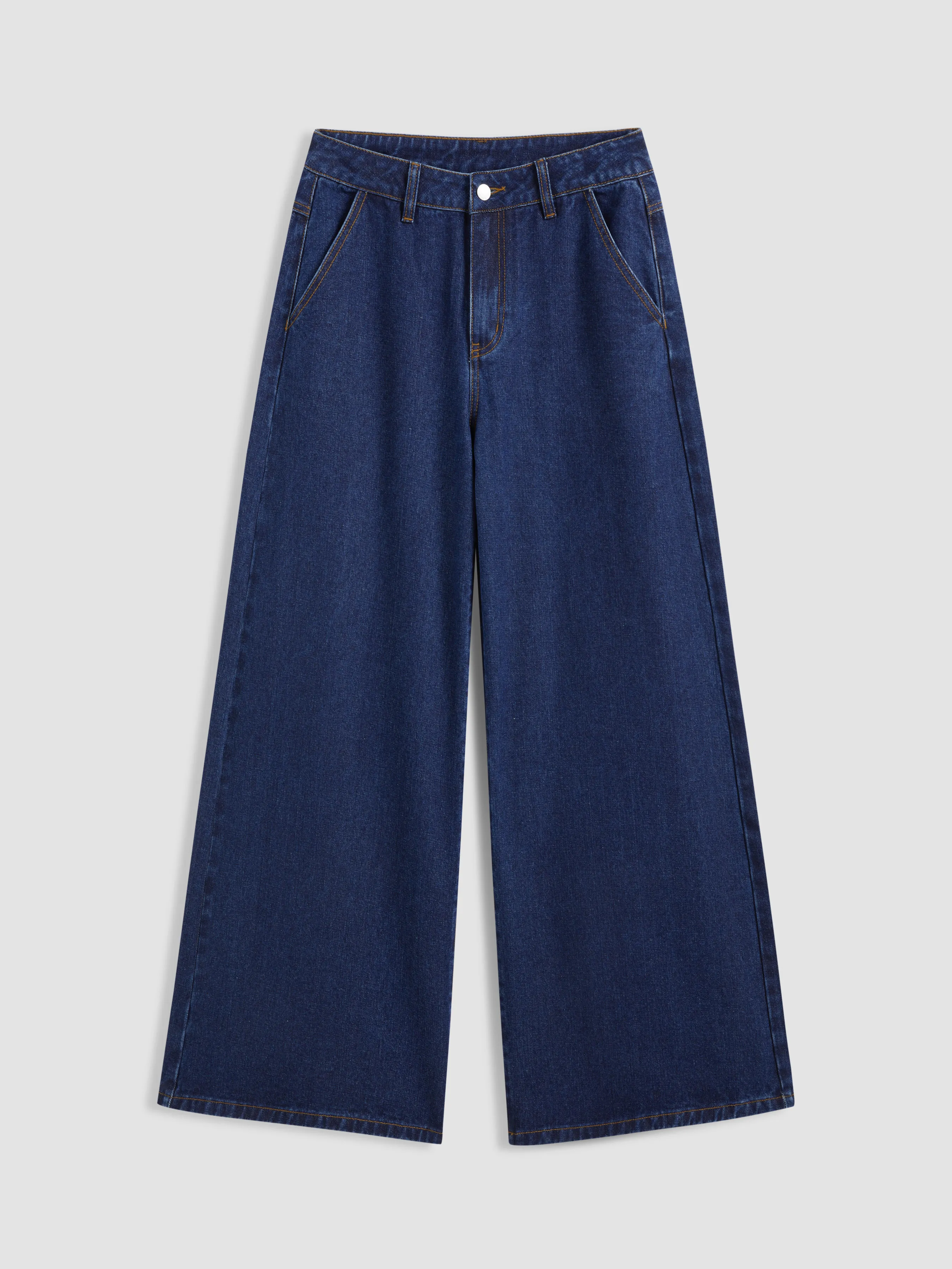 Cider Denim Mid Rise Solid Pocket Baggy Jeans