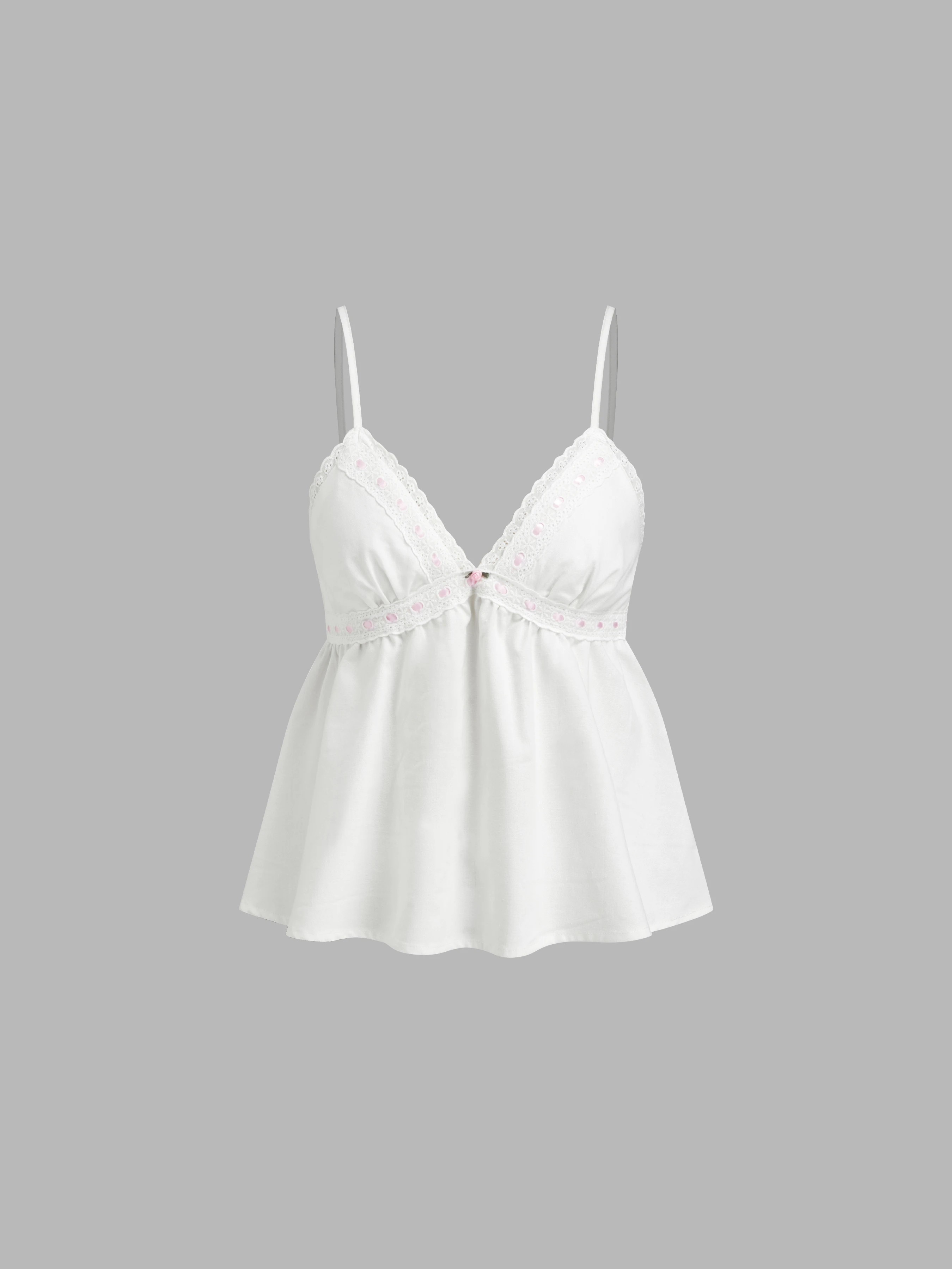 5219-linen-blend-v-neck-rose-detail-lace-trim-ruffle-hem-top-mid-rise-bowknot-shorts-loungewear-set-1.webp