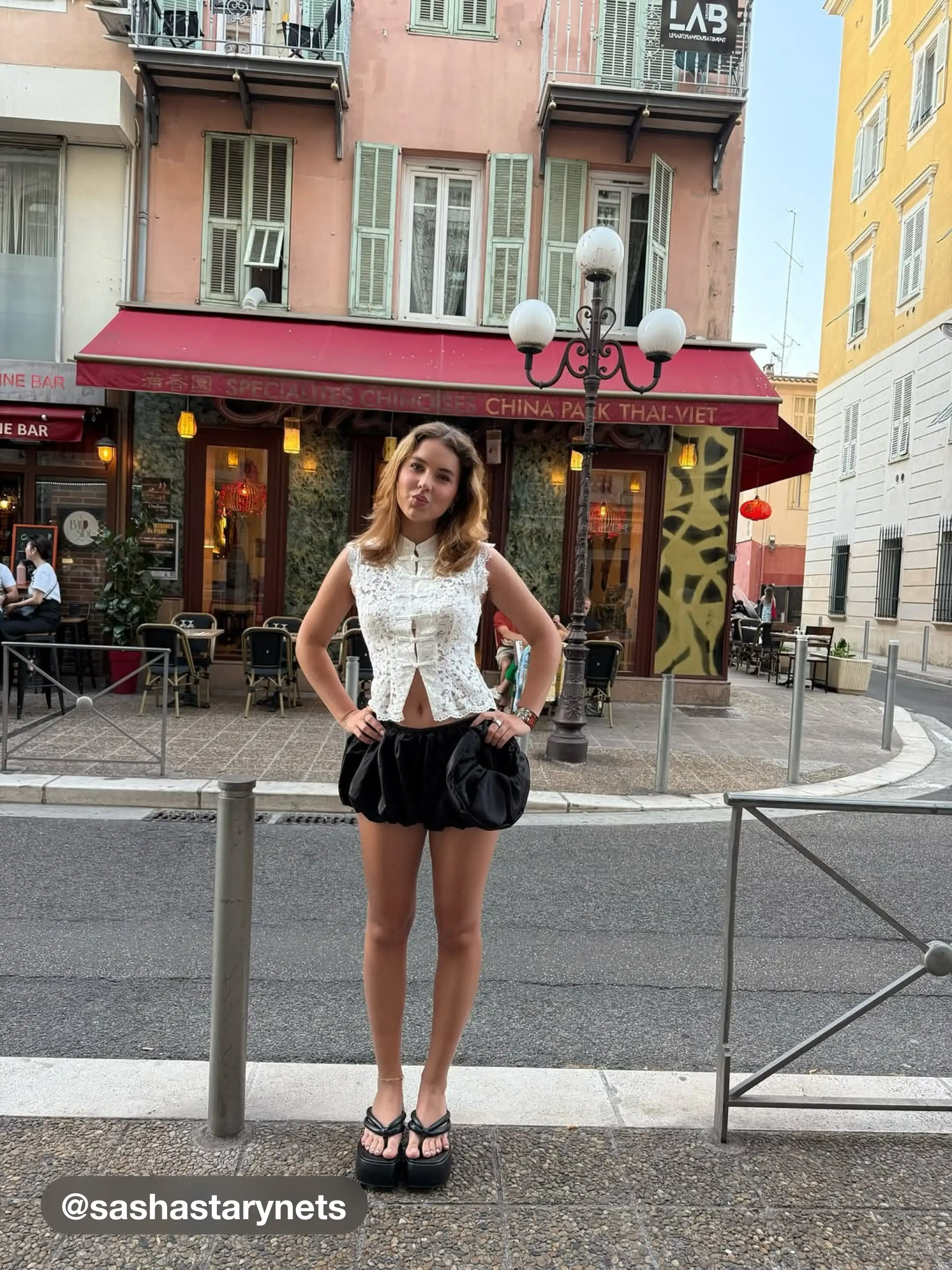 Lace Mandarin Collar Guipure Split Tank Top
