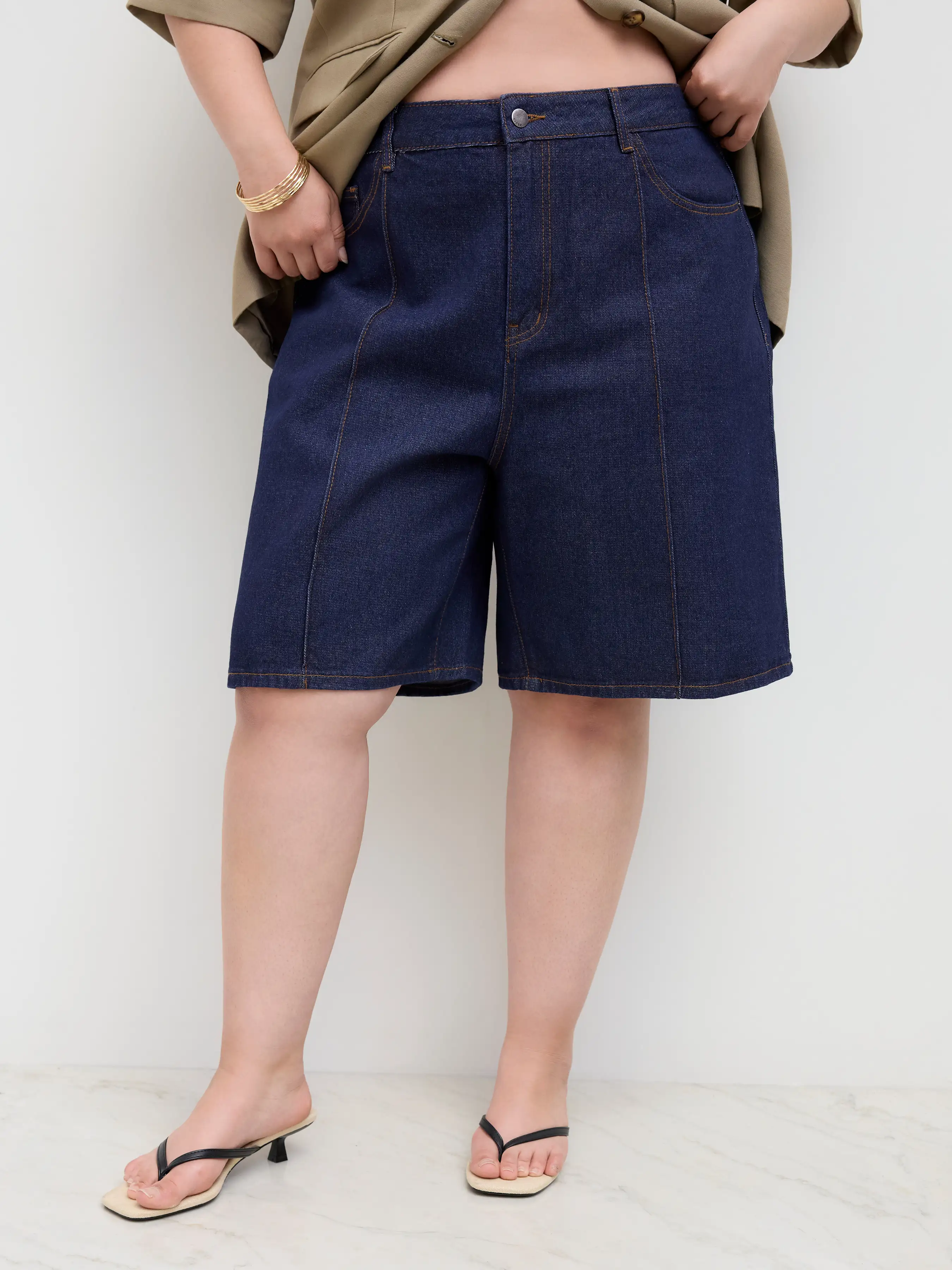 Cider Denim Mid Rise Bermuda Jorts Curve & Plus
