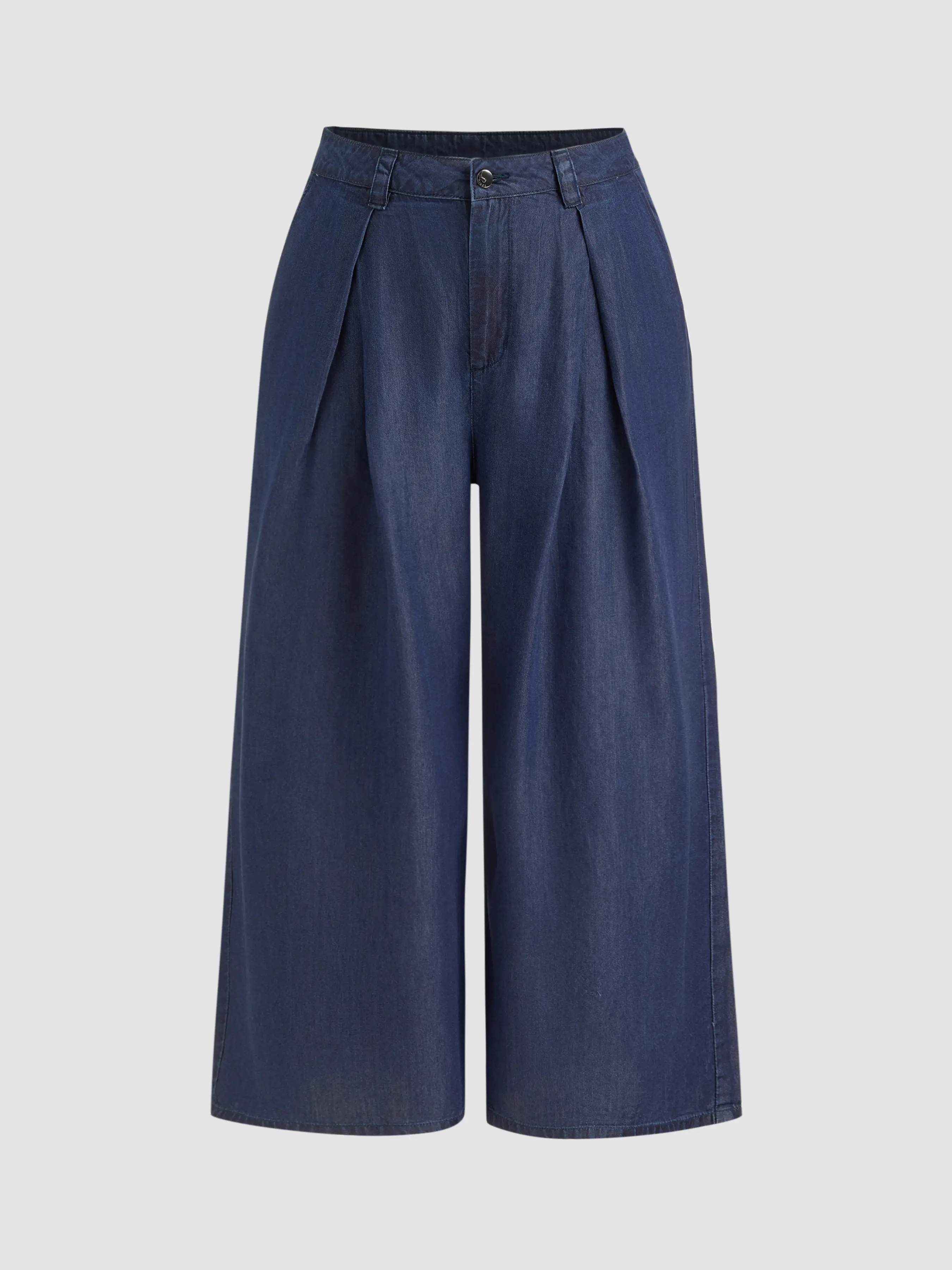 Cider Denim Mid Rise Pleated Wide Leg Jeans Curve & Plus